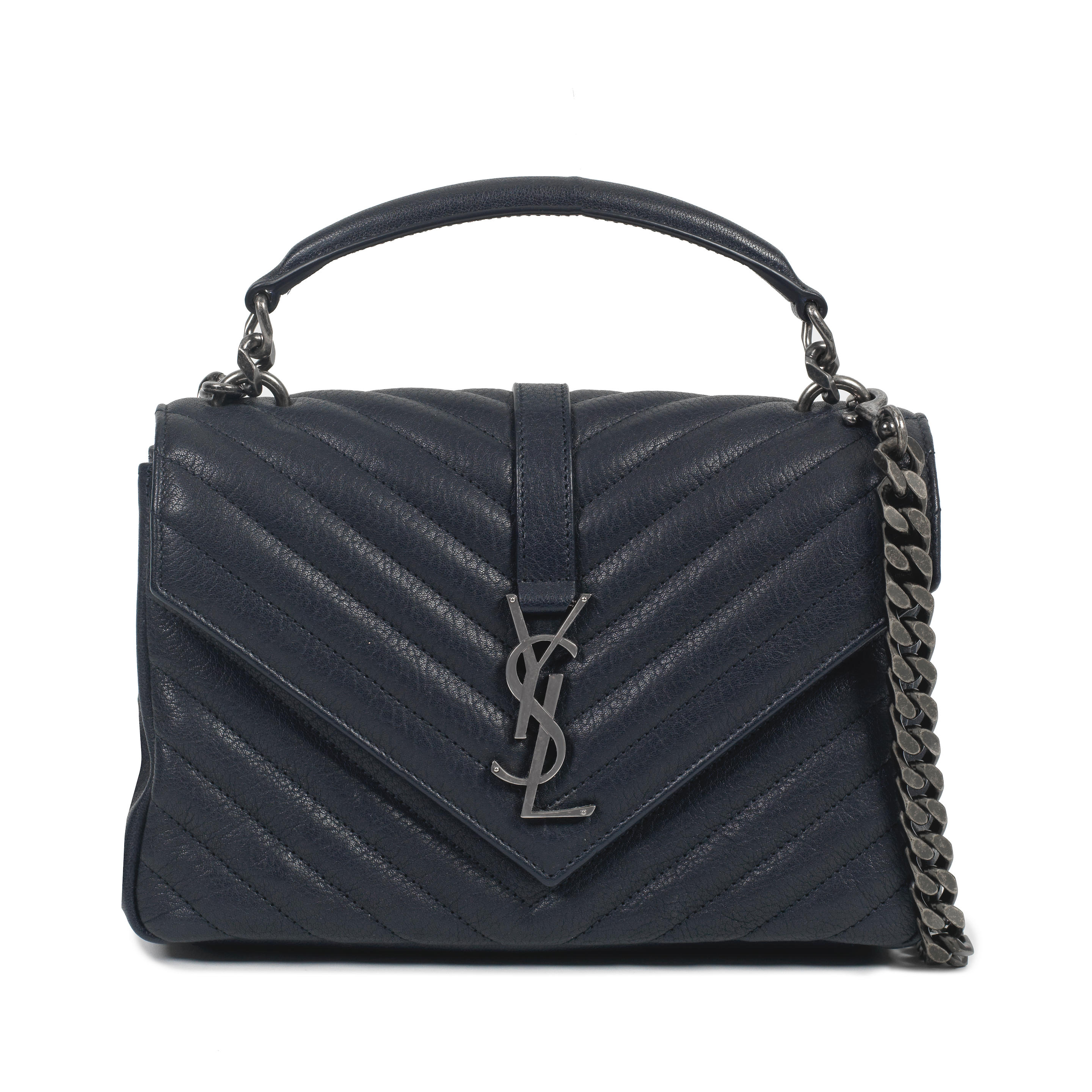 Appraisal: YVES SAINT LAURENT A BLUE COLL GE MEDIUM SATCHEL BAG