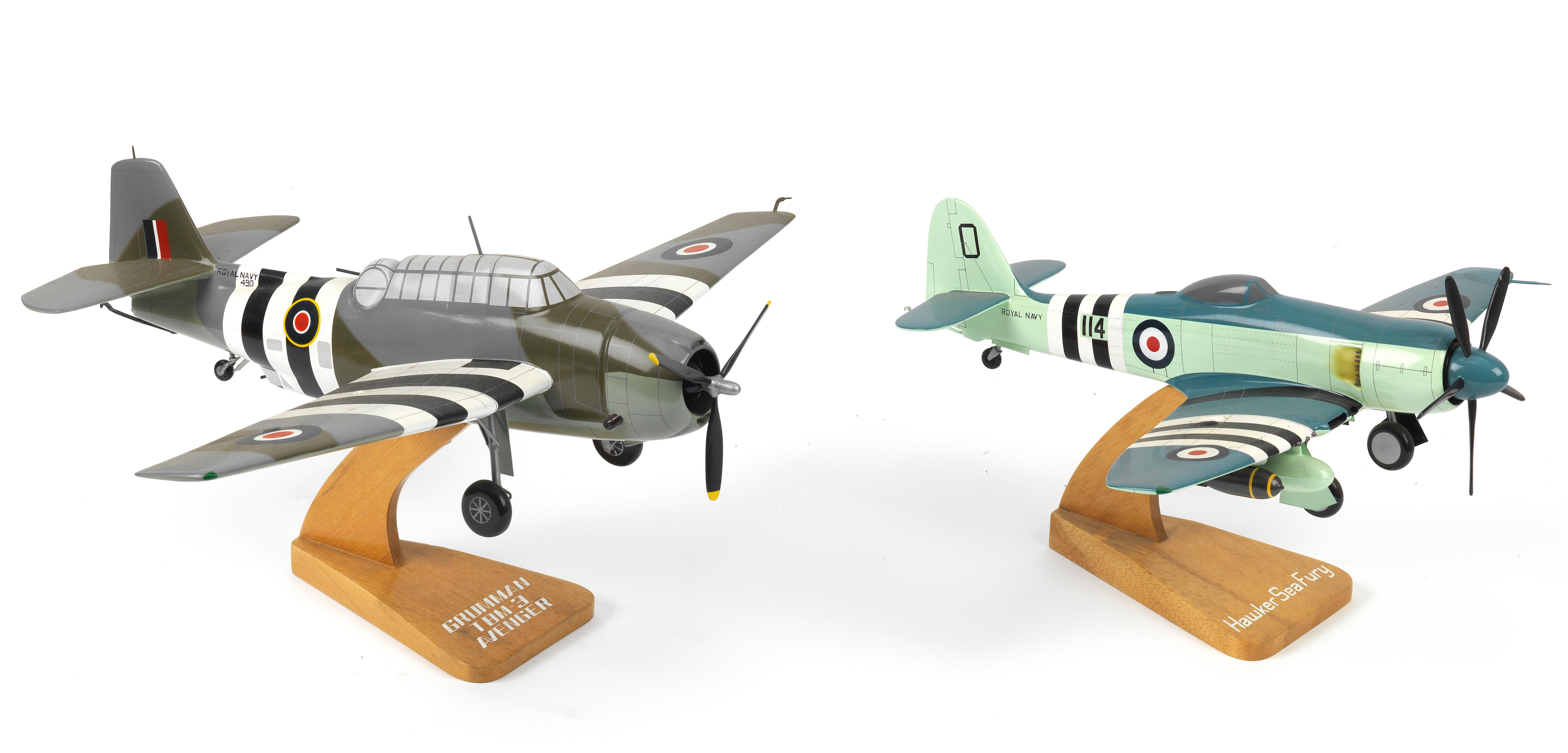 Appraisal: TWO SCALE DESK MODELS OF ROYAL NAVY WW AIRCRAFT comprising