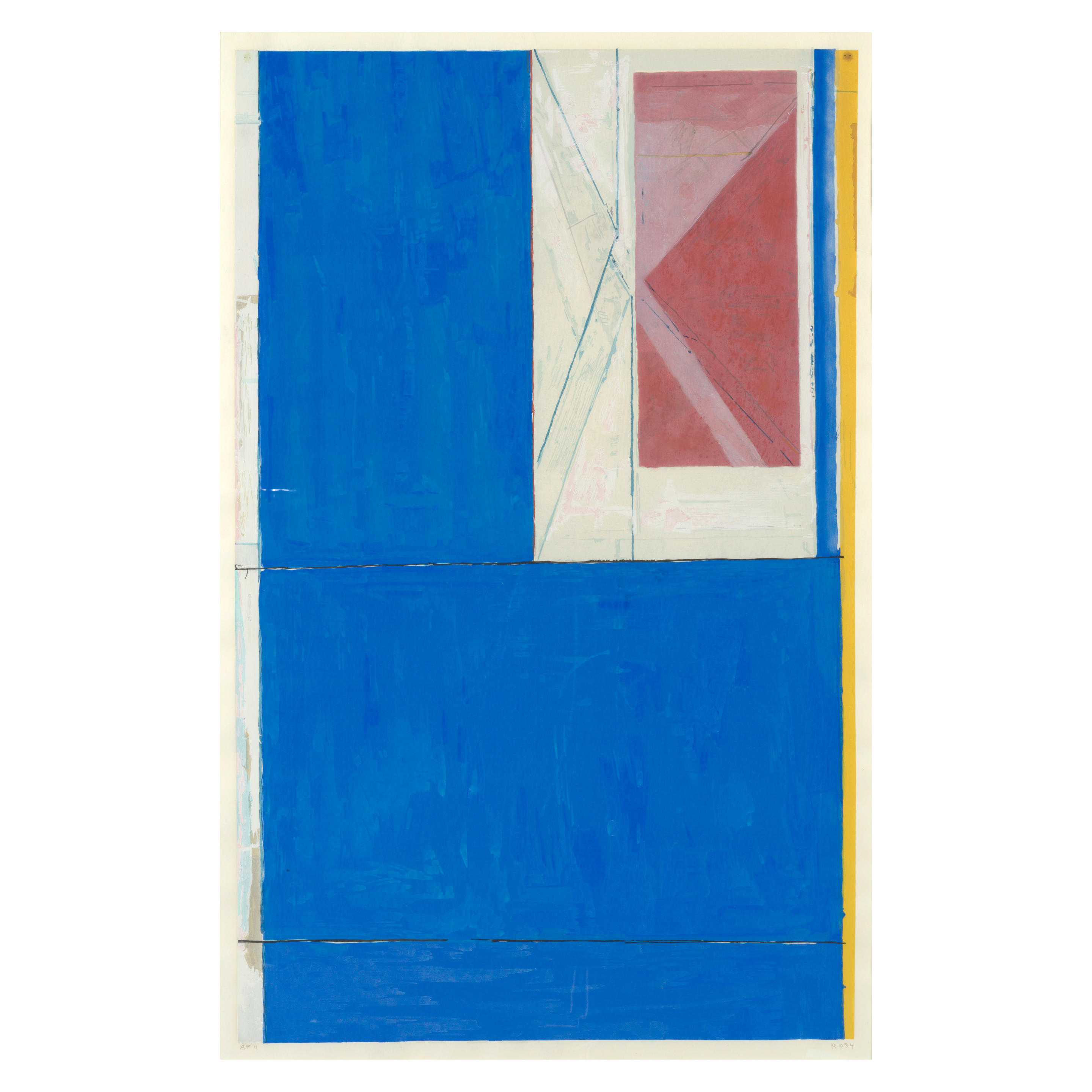 Appraisal: RICHARD DIEBENKORN - Blue Woodcut in colors on Mitsumata paper