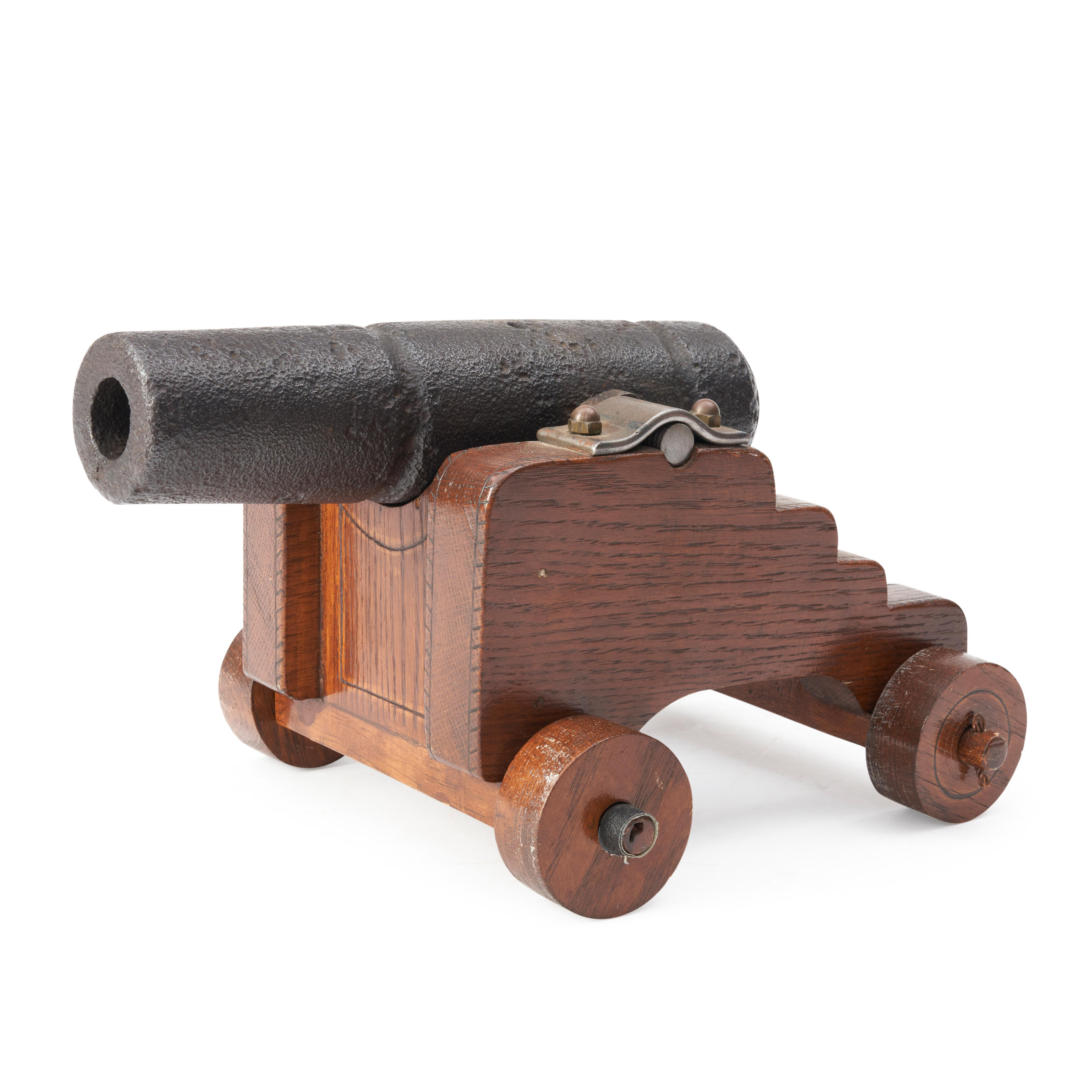 Appraisal: MINIATURE CAST IRON NAVAL CANNON AND CARRIAGE The th century