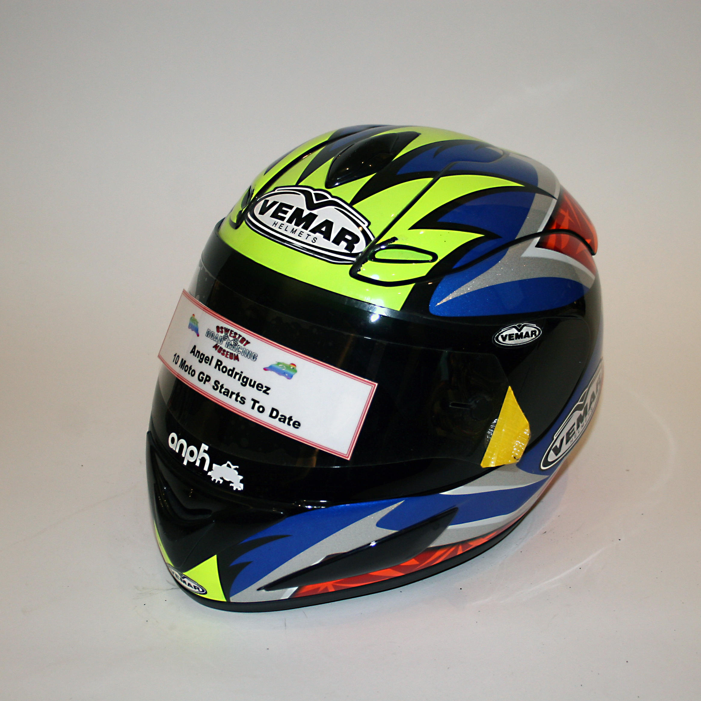 Appraisal: ANGEL RODRIGUEZ A SIGNED FULL-FACE HELMET BY VEMAR used and