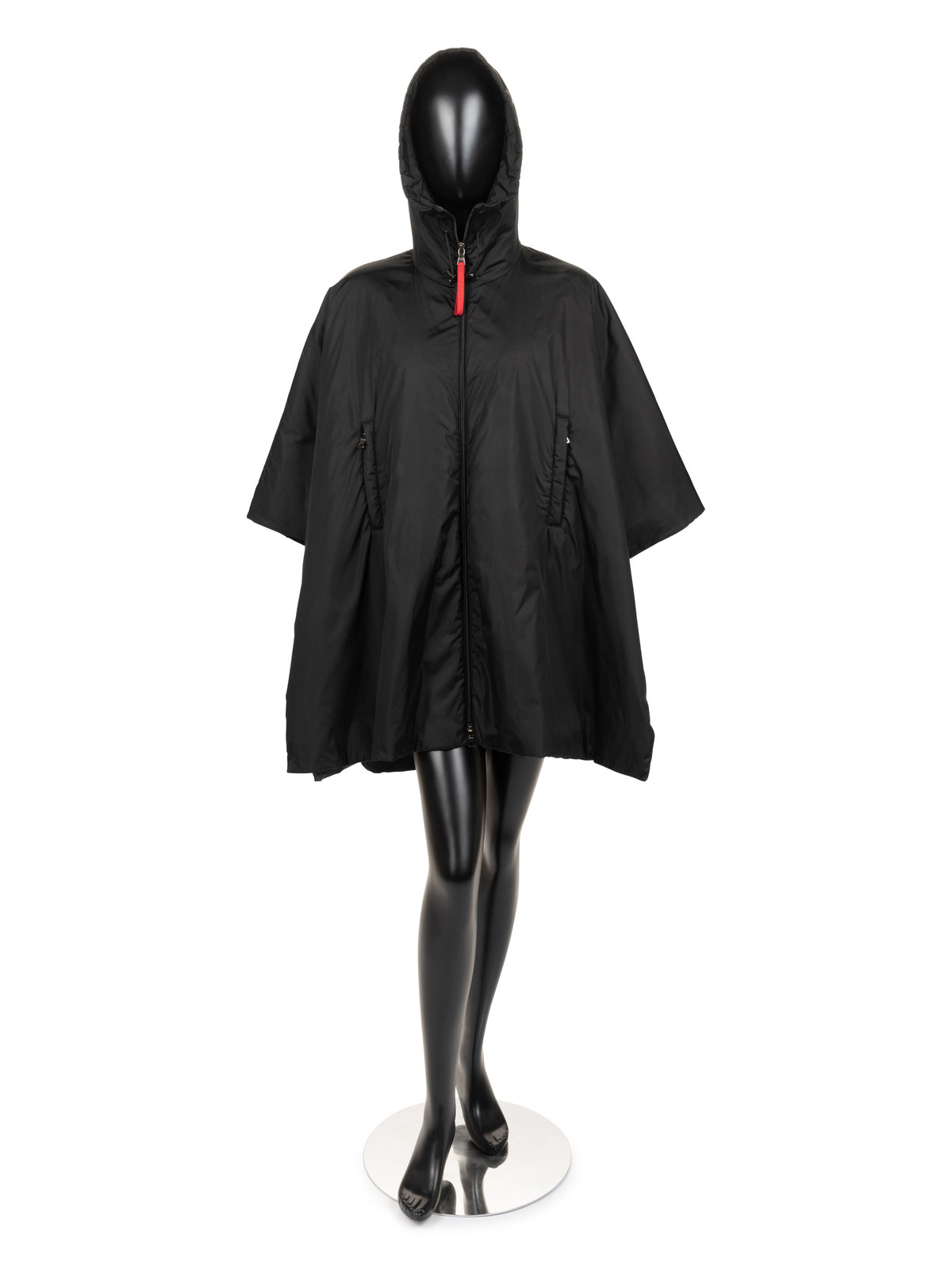 Appraisal: Prada Hooded Zip-front Poncho - s Black nylon utility hooded