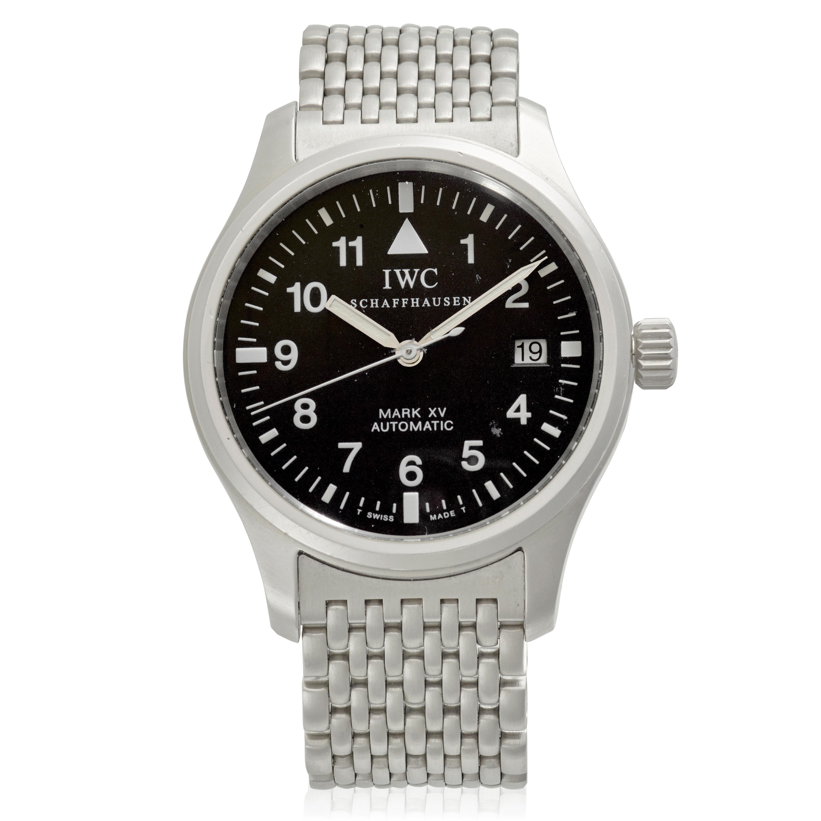 Appraisal: IWC A STAINLESS STEEL AUTOMATIC CALENDAR BRACELET WATCH Model Mark