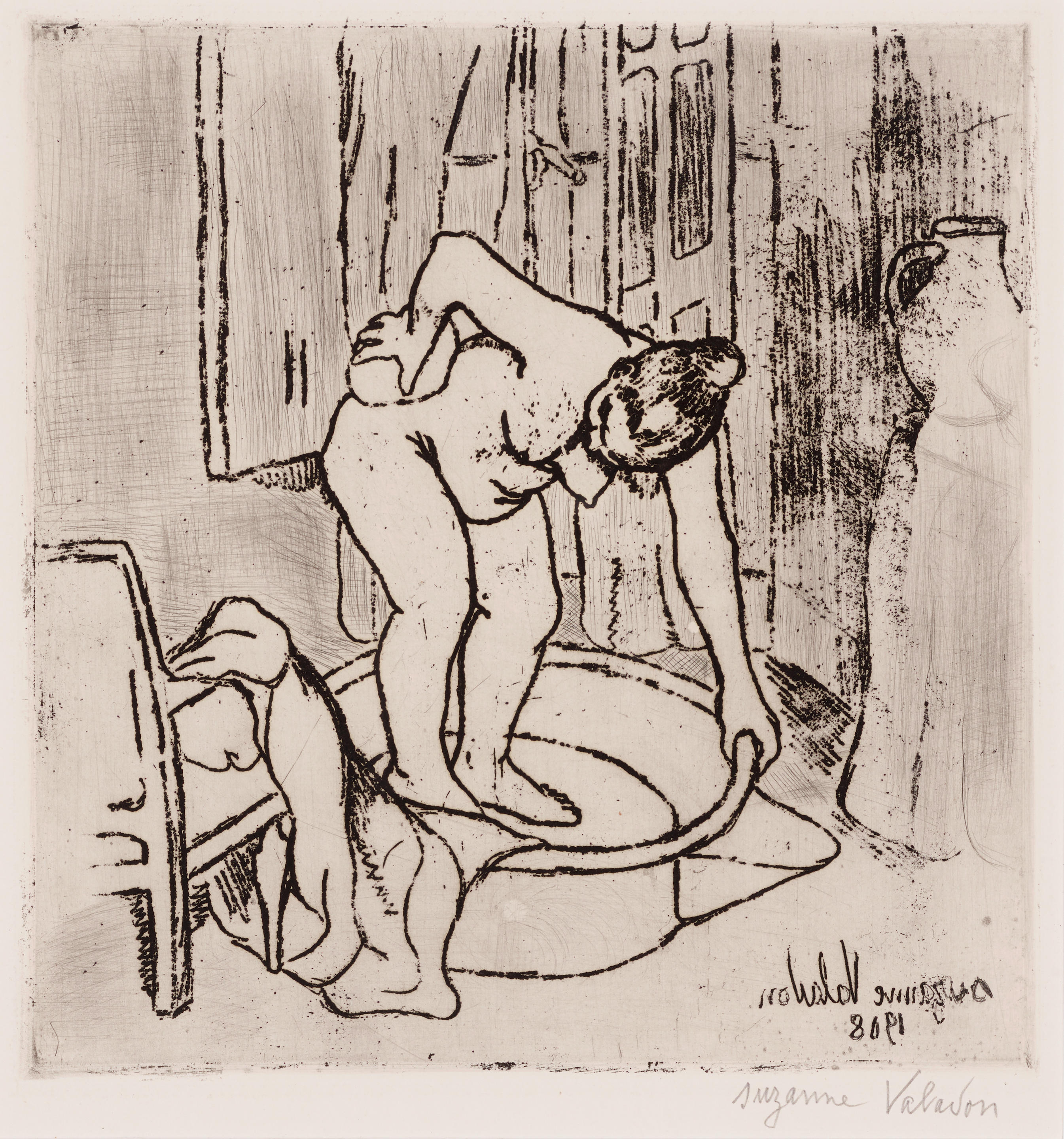 Appraisal: SUZANNE VALADON - Catherine s'espongeant Petrides Etching on Rives paper