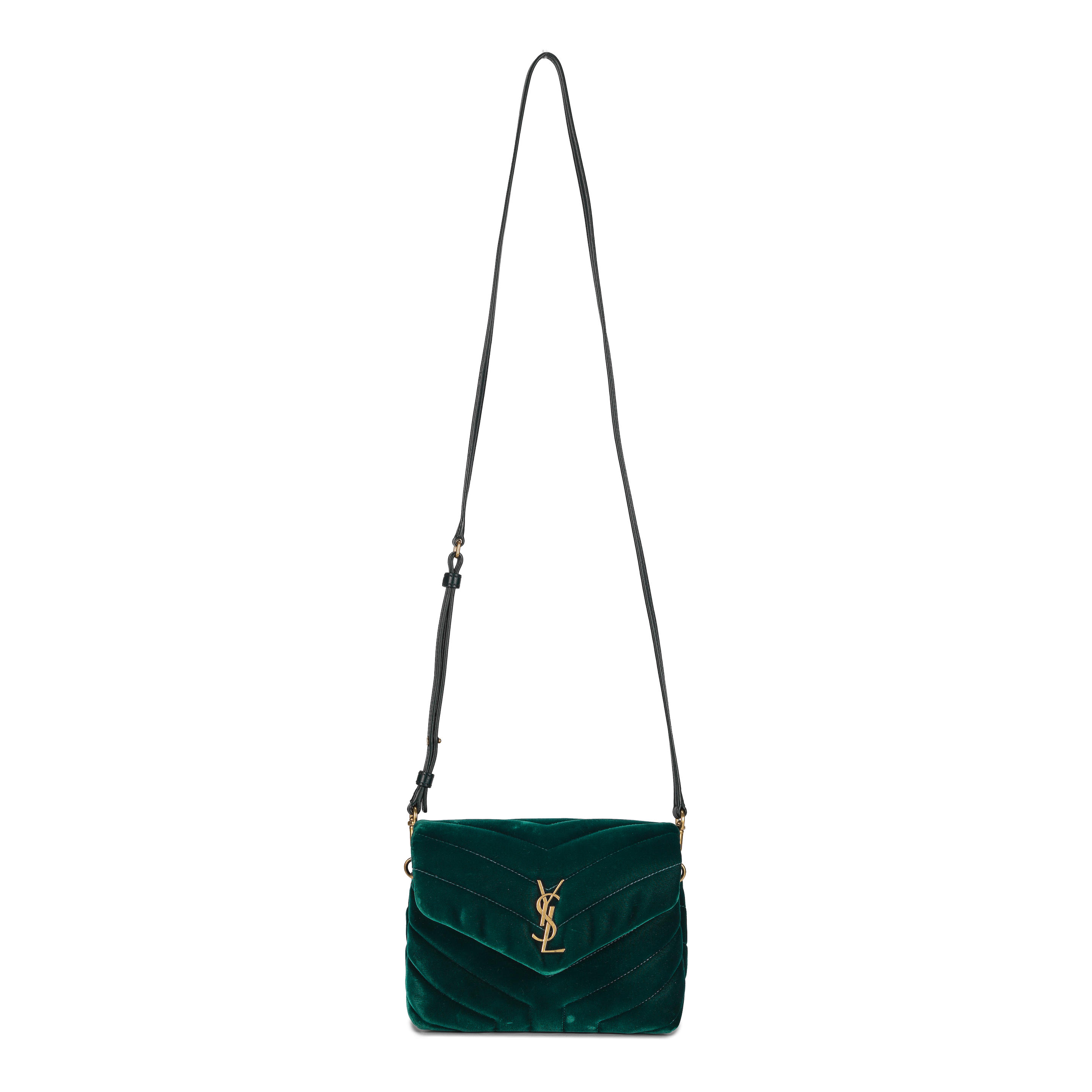 Appraisal: SAINT LAURENT A GREEN VELVET TOY LOULOU SHOULDER BAG Dark