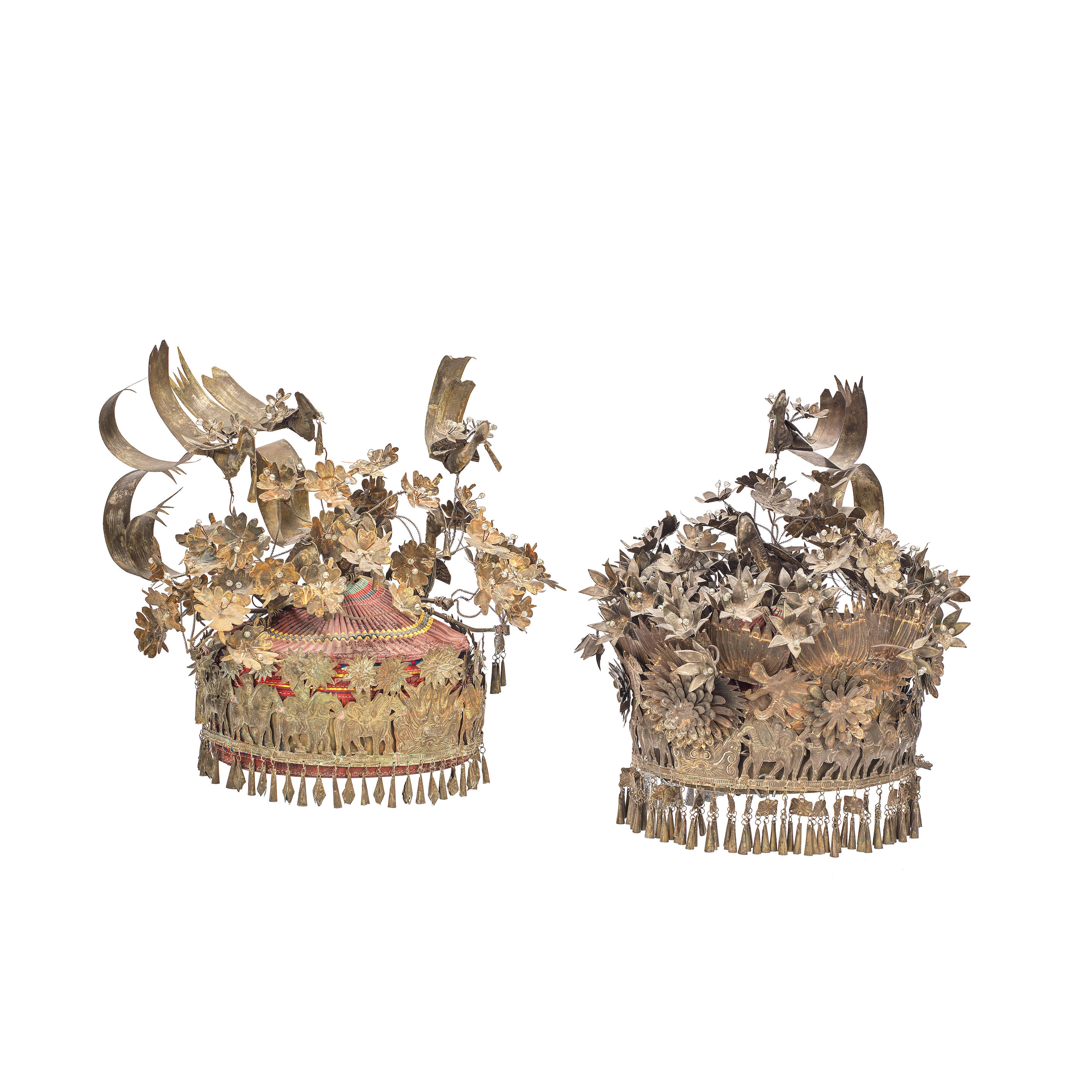 Appraisal: A RELATED PAIR OF MIAO CEREMONIAL HATS th century Each