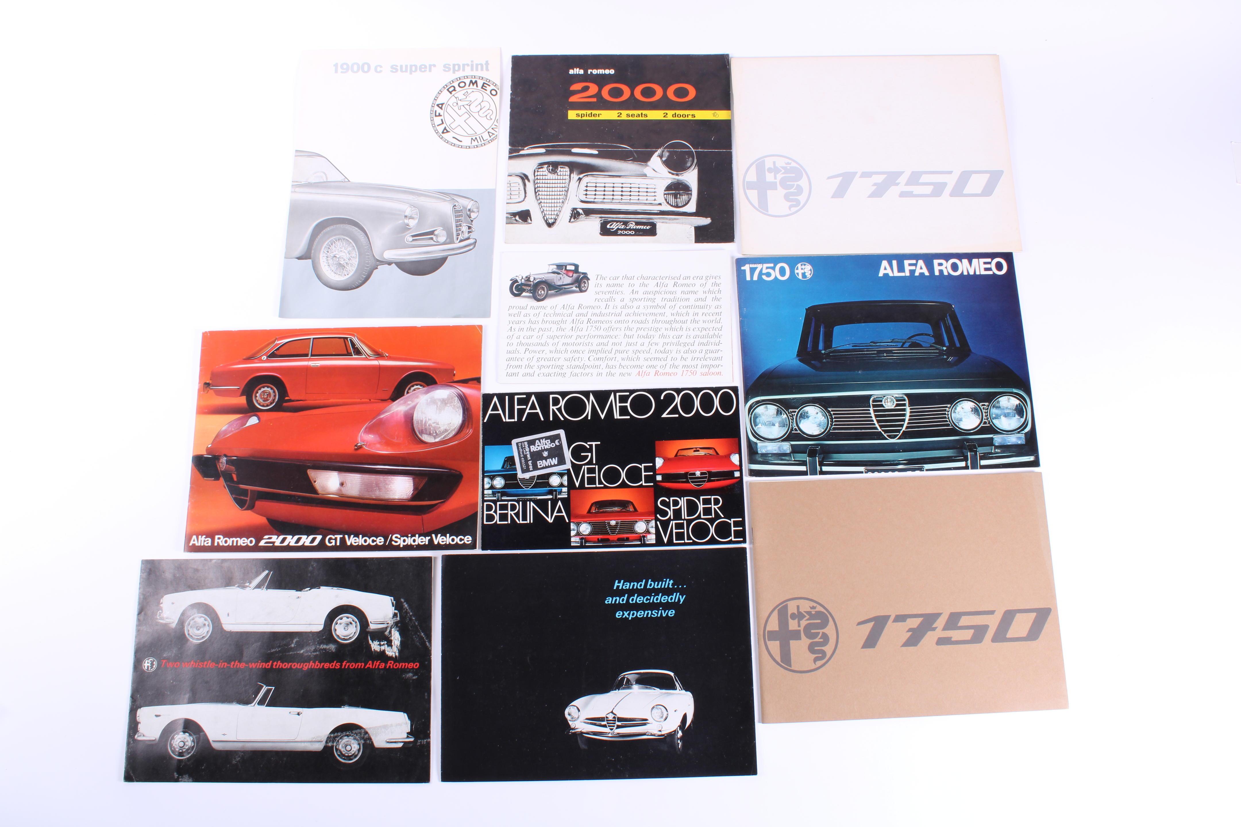 Appraisal: ALFA ROMEO - ASSORTED SALES BROCHURES including C Super Sprint