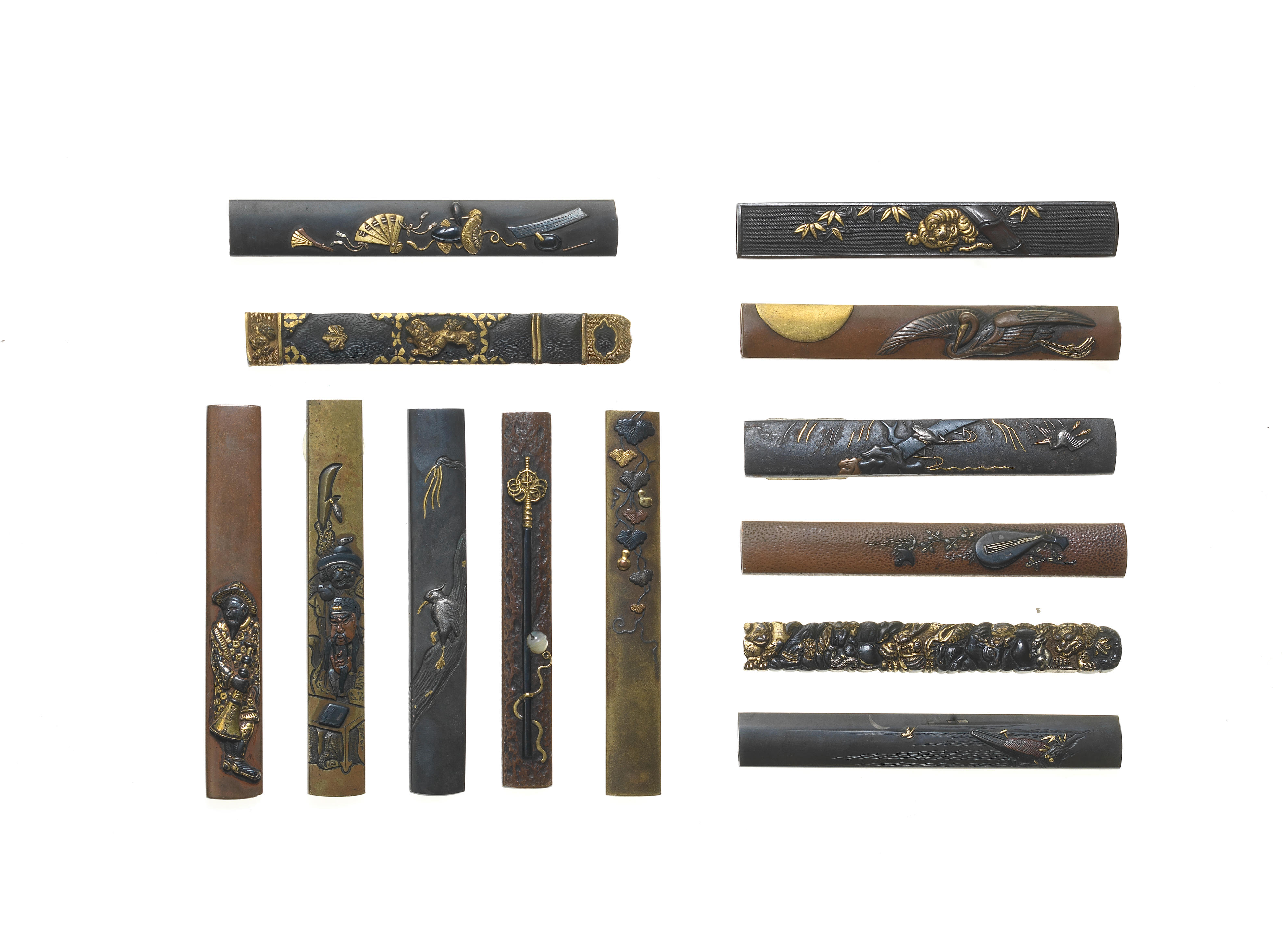 Appraisal: THIRTEEN KOZUKA KNIFE HANDLES Edo period - th to th