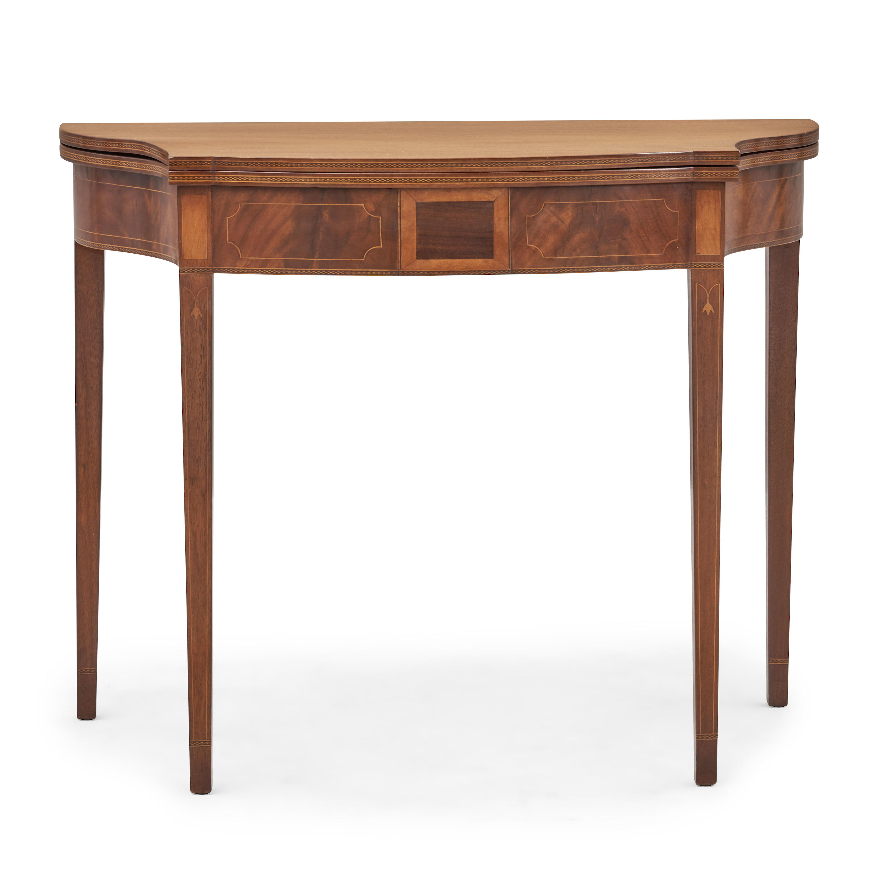 Appraisal: FEDERAL SATINWOOD-INLAID MAHOGANY CARD TABLE Boston or North Shore Massachusetts