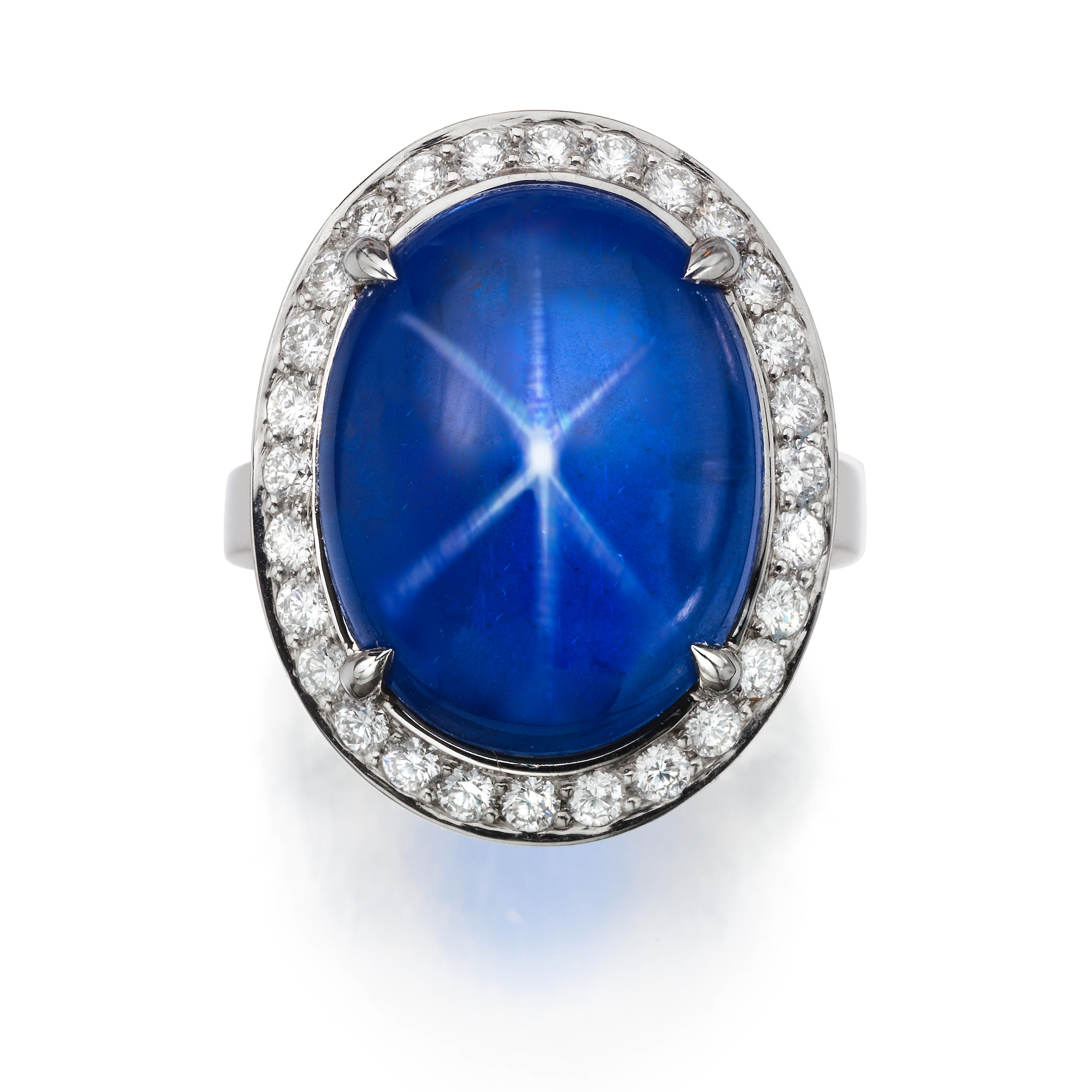 Appraisal: TIFFANY CO A STAR SAPPHIRE AND DIAMOND RING Centering an