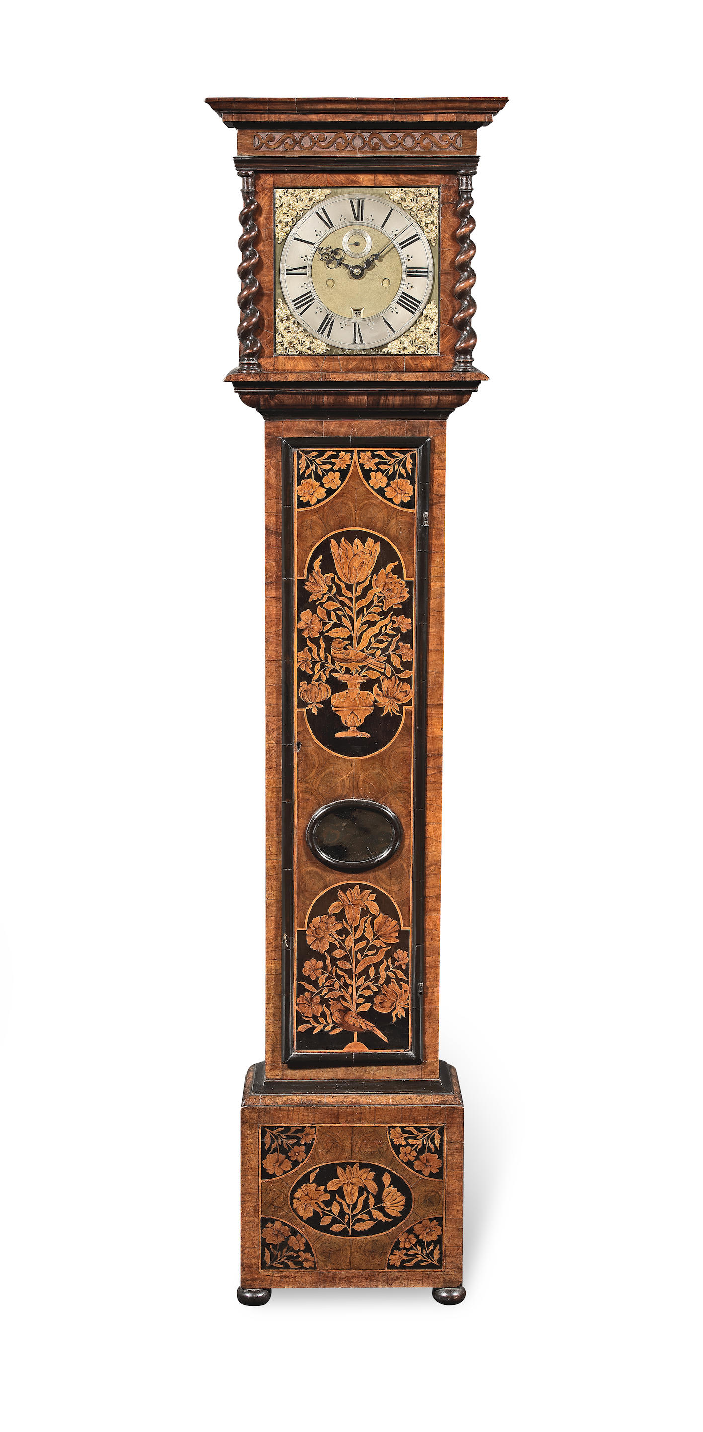 Appraisal: A GOOD SMALL WALNUT MARQUETRY INLAID LONGCASE CLOCK WITH -INCH