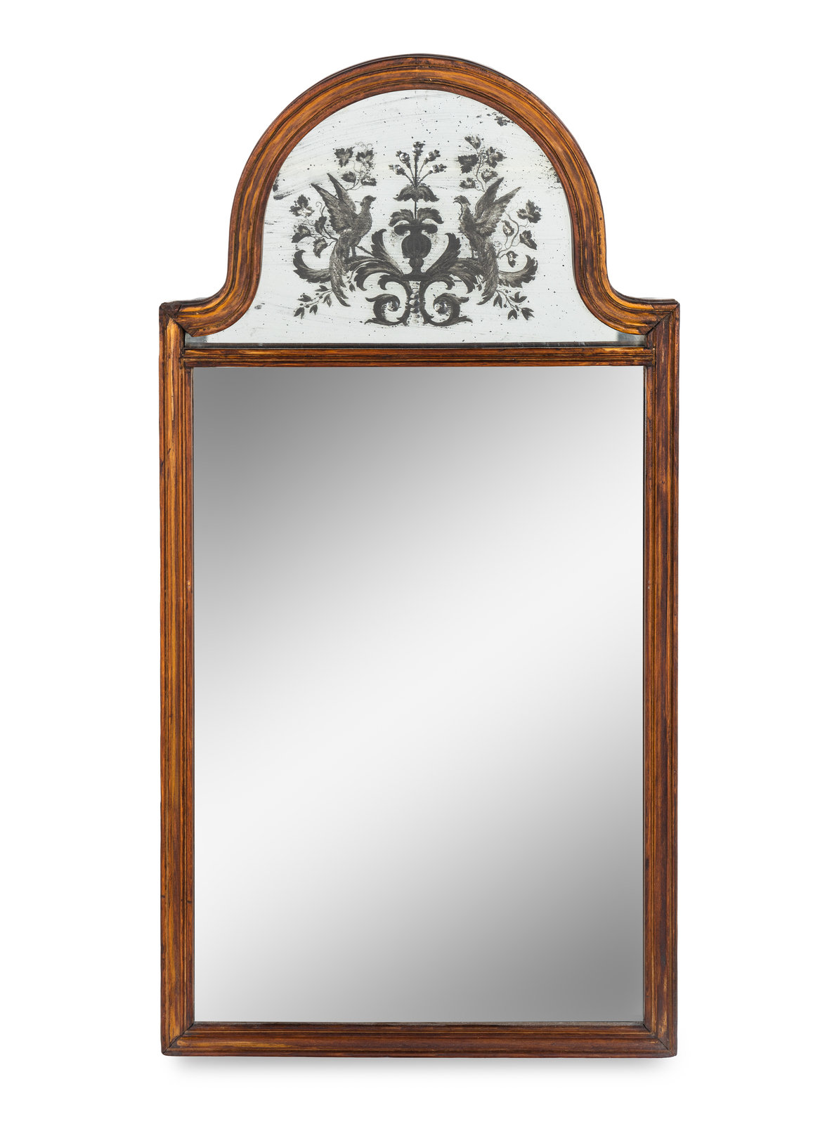 Appraisal: A Continental Reverse-Painted Glass Mirror th Century Height inches Property