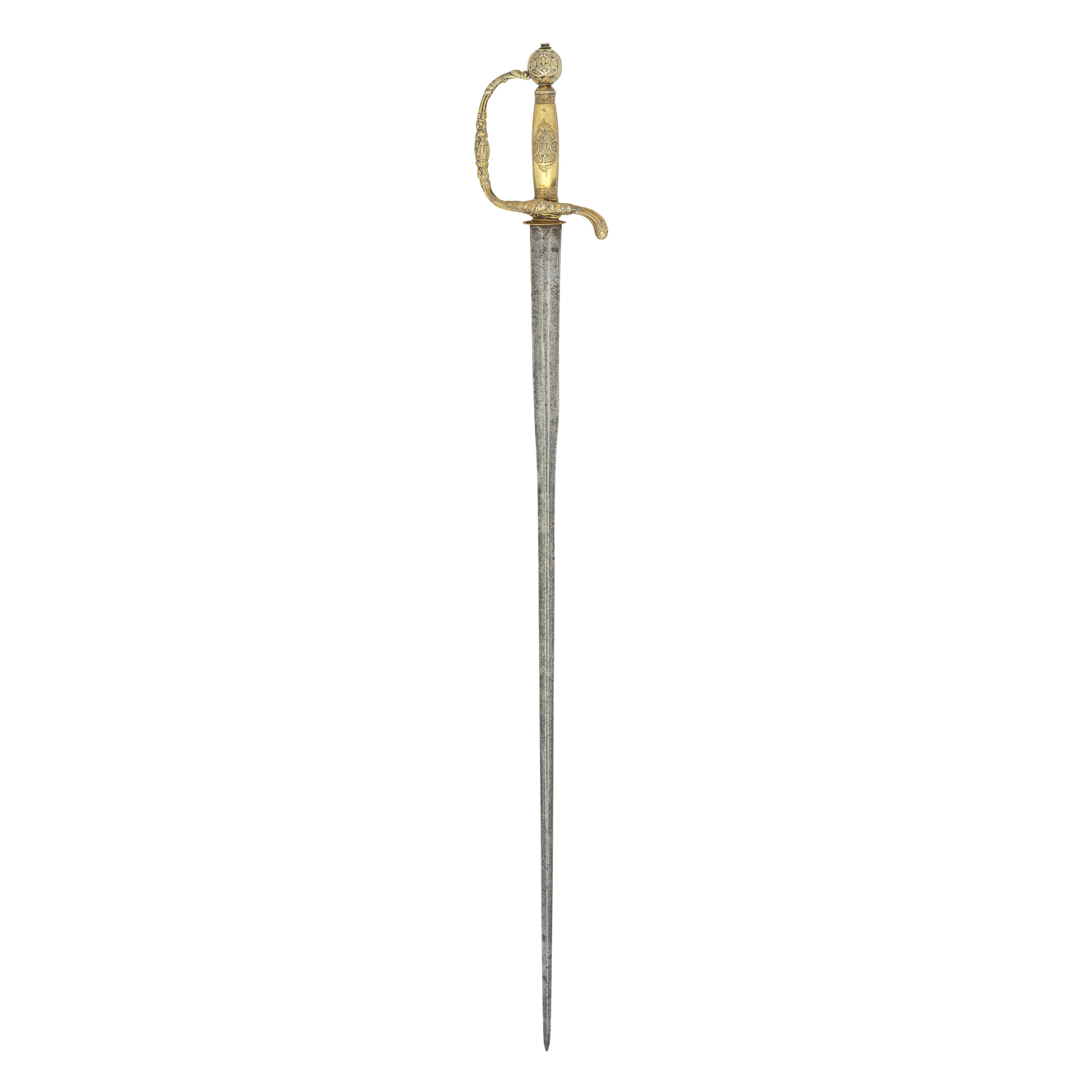 Appraisal: A RARE ENGLISH SILVER-GILT HILTED SMALL-SWORD THE HILT LATE TH