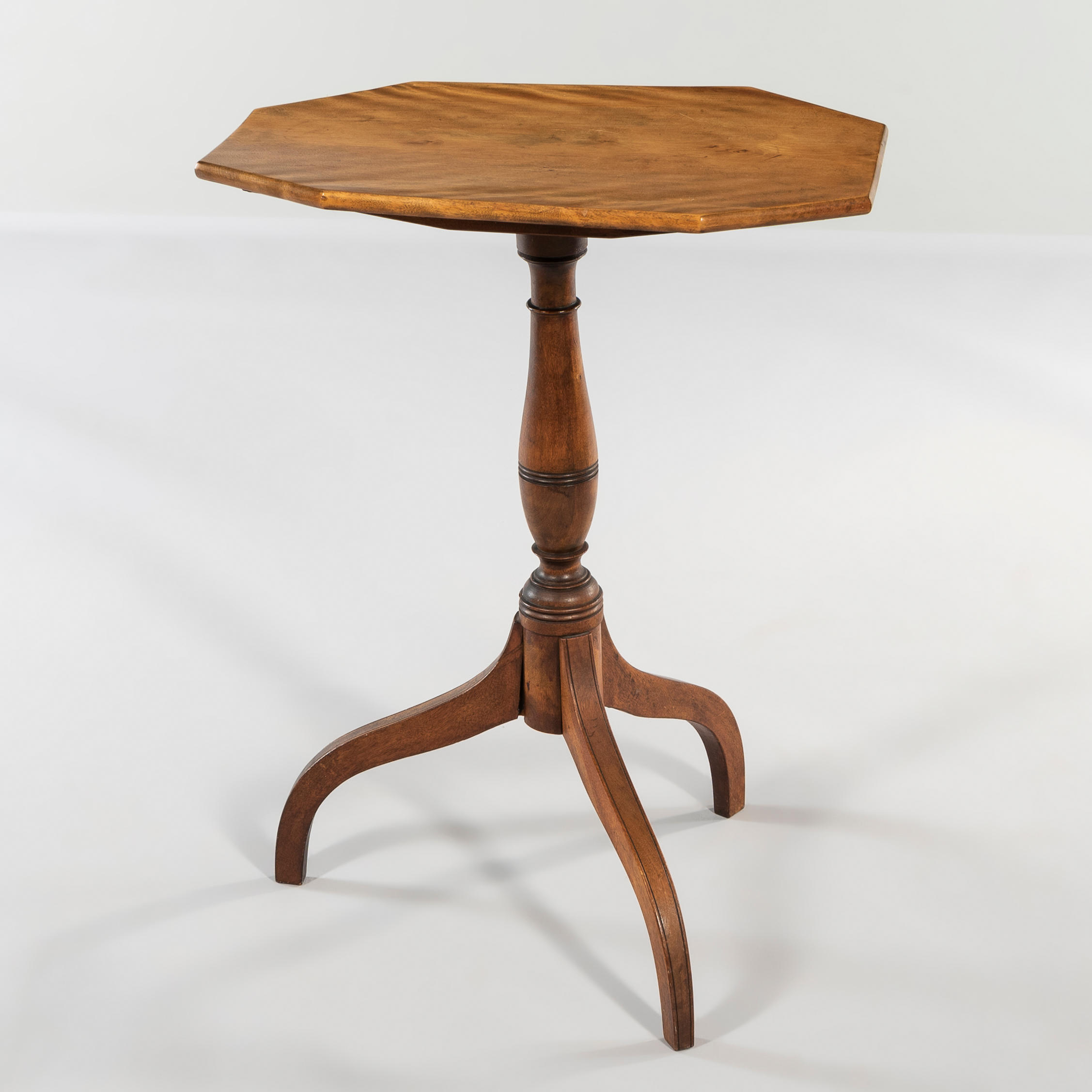 Appraisal: FEDERAL WAVY BIRCH TILT-TOP CANDLESTAND New England early th century