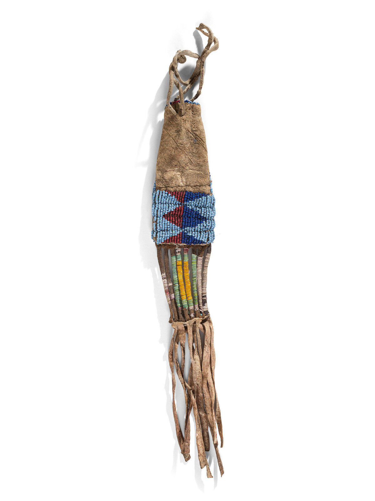 Appraisal: Sioux Beaded Buffalo Hide Pouch Collected by Parker Barrows Wickham