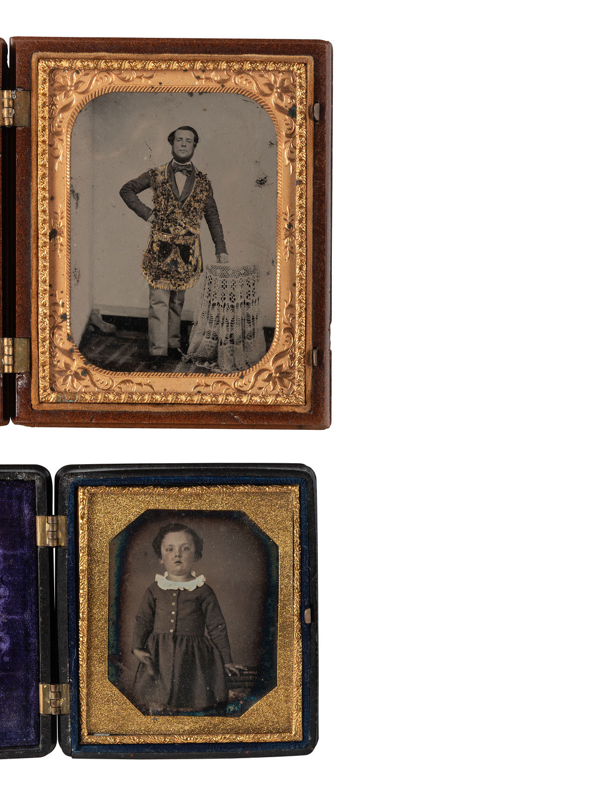 Appraisal: EARLY PHOTOGRAPHY cased images featuring interesting subjects all housed in