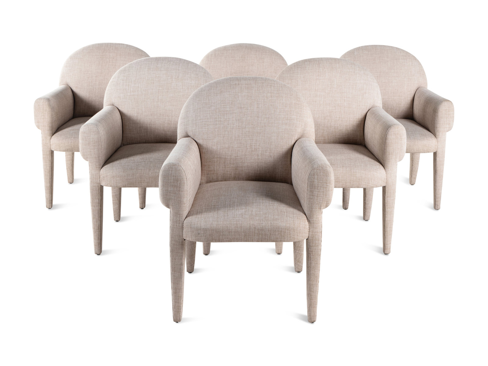 Appraisal: A Set of Six Contemporary Upholstered Armchairs Retailed by Holly