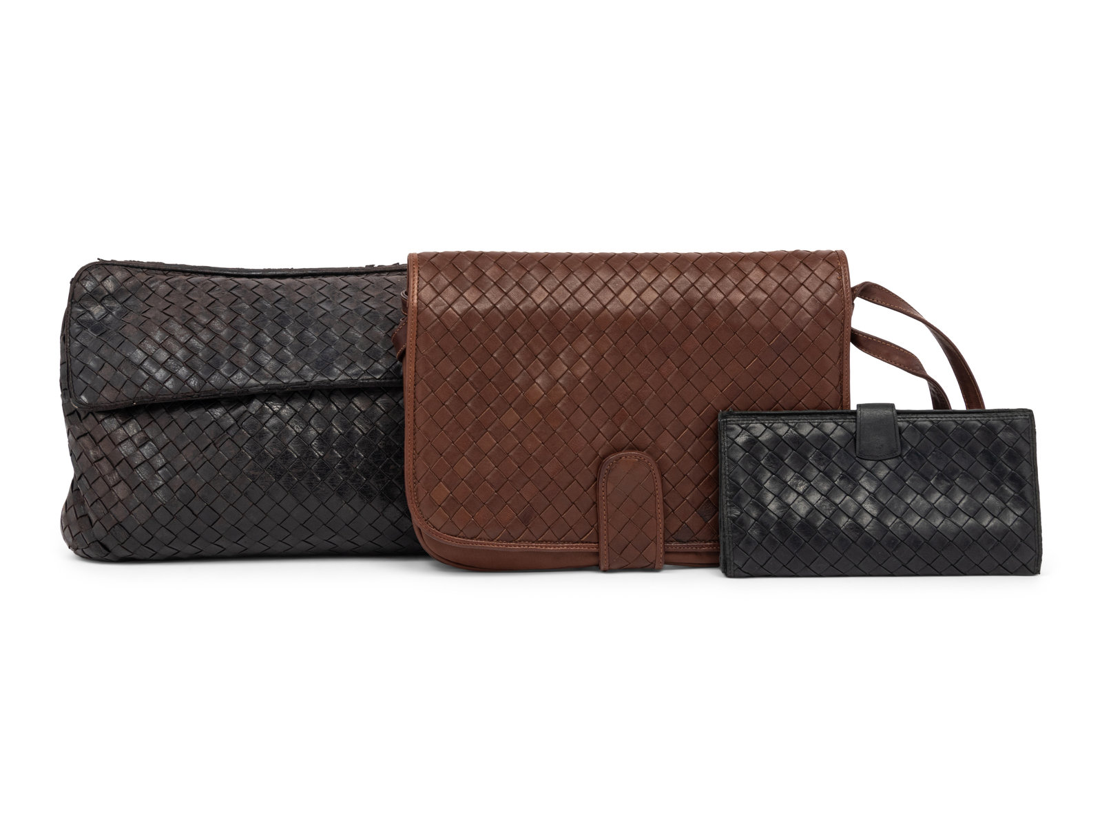 Appraisal: Three Bottega Veneta Intrecciato Leather Bags Wallets This lot contains