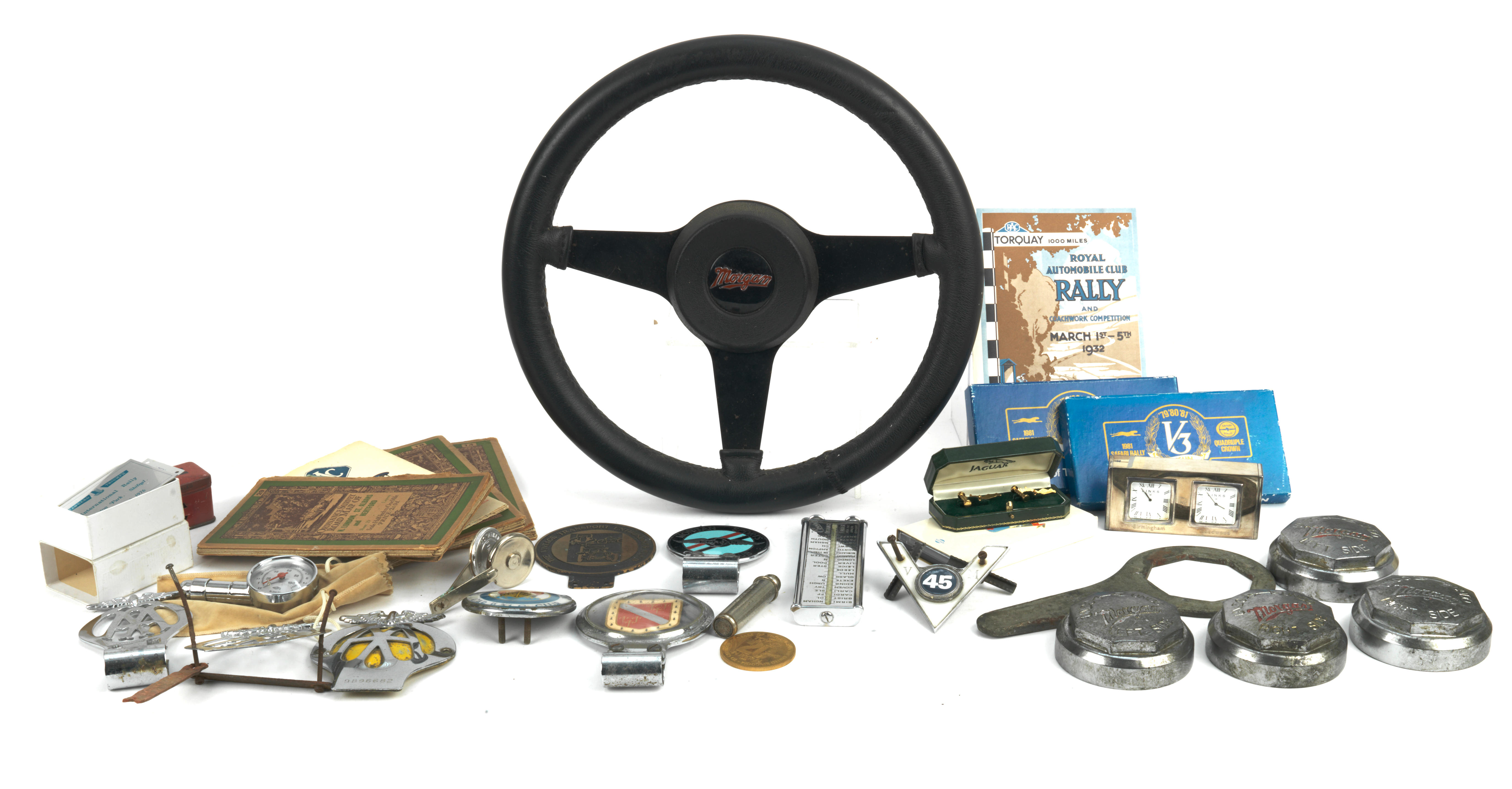 Appraisal: MORGAN SPARES AND OTHER AUTOMOBILIA comprising Astrali steering wheel with