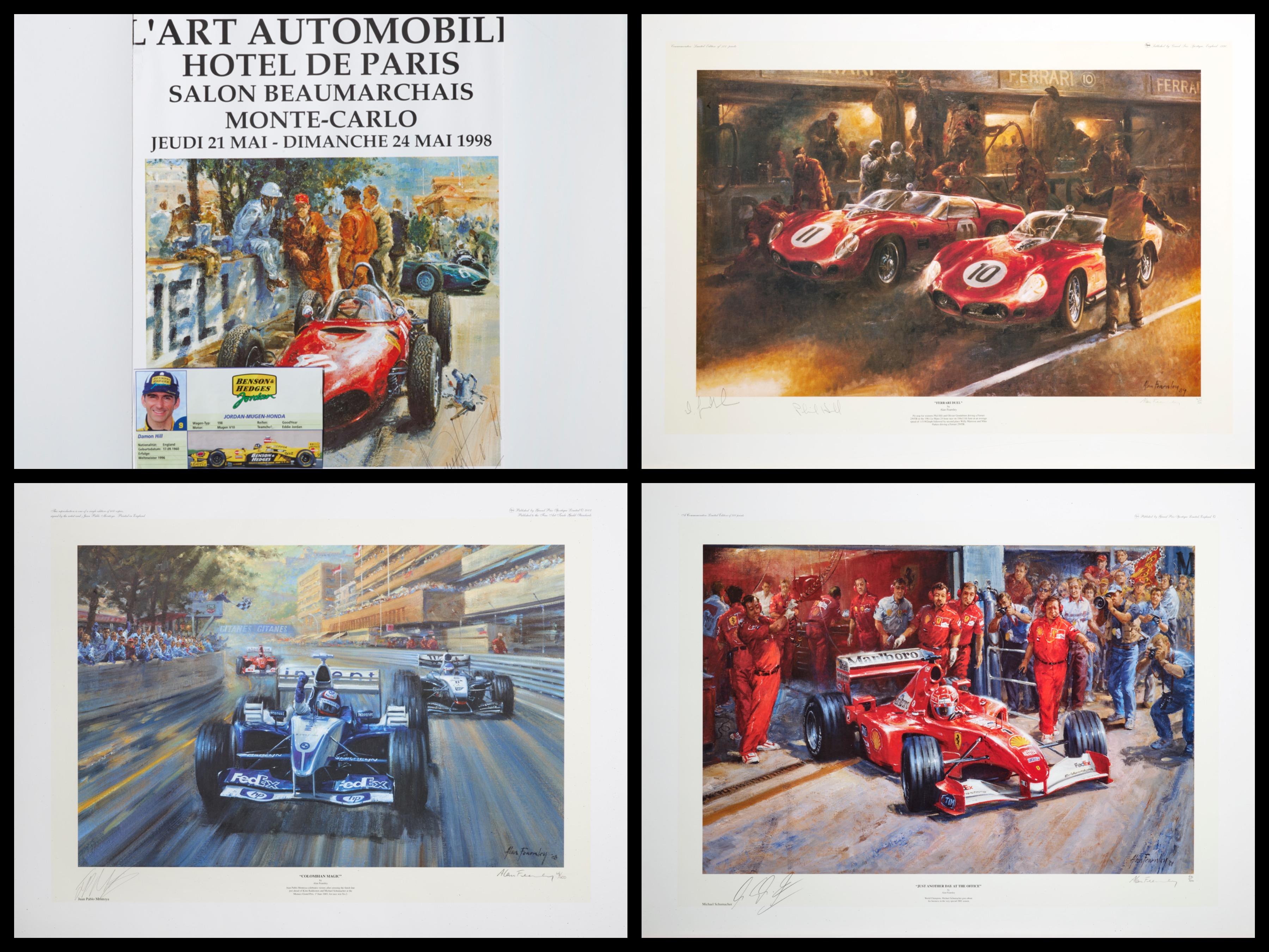 Appraisal: ALAN FEARNLEY BORN -FOUR PRINTS ON MOTOR RACING - Poster