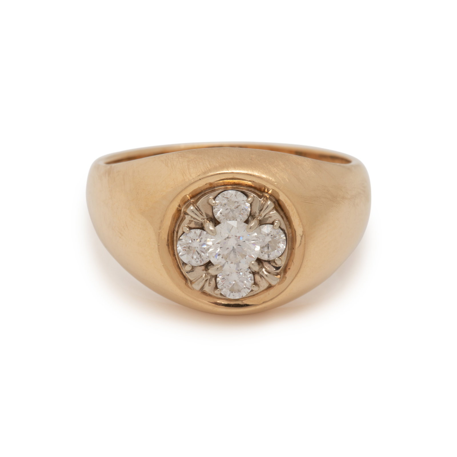 Appraisal: YELLOW GOLD AND DIAMOND RING Containing four round brilliant cut