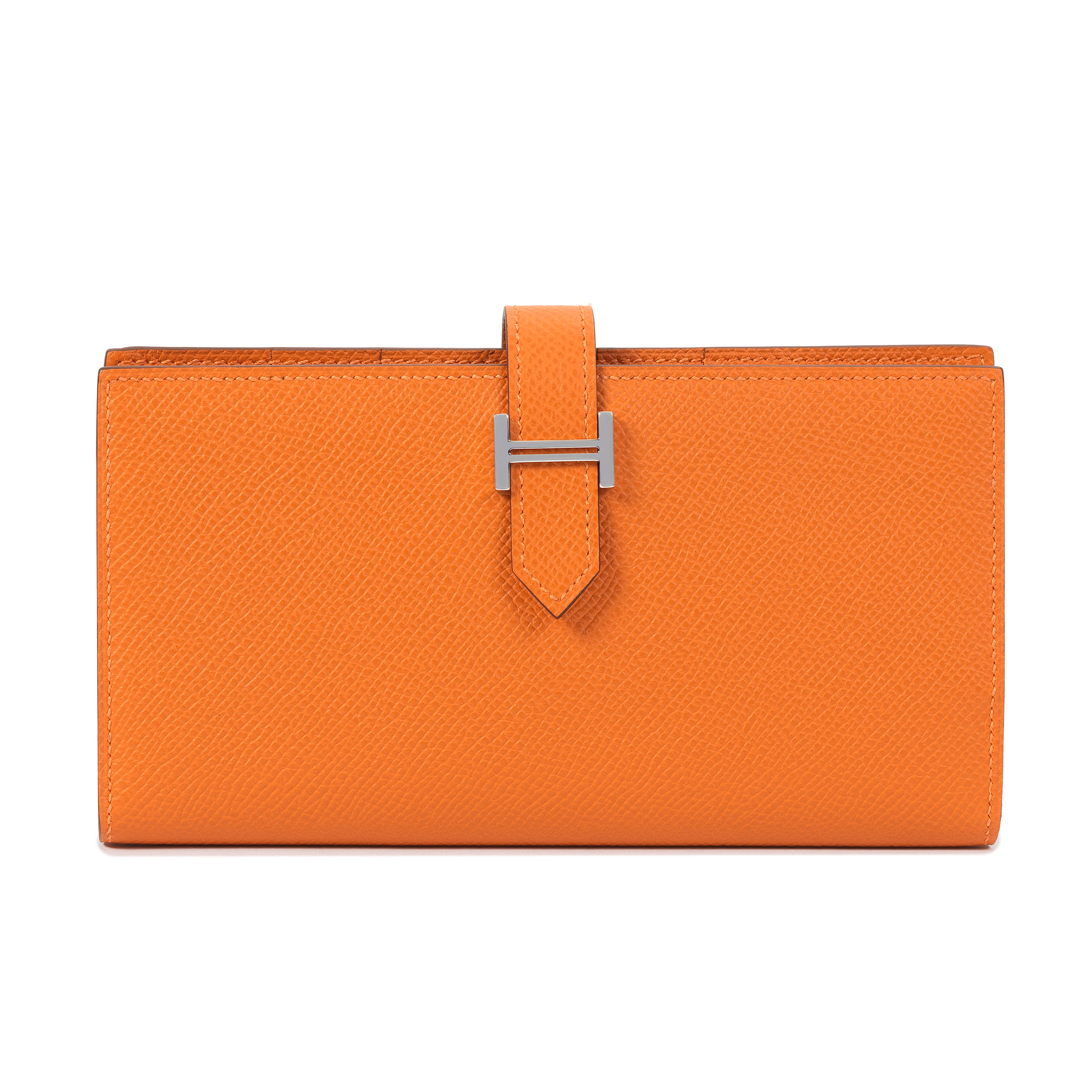 Appraisal: HERM S AN ORANGE H EPSOM LEATHER BEARN WALLET Palladium