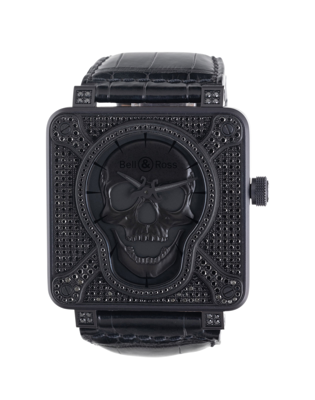 Appraisal: BELL amp ROSS STAINLESS STEEL 'BR SKULL FULL BLACK DIAMOND'