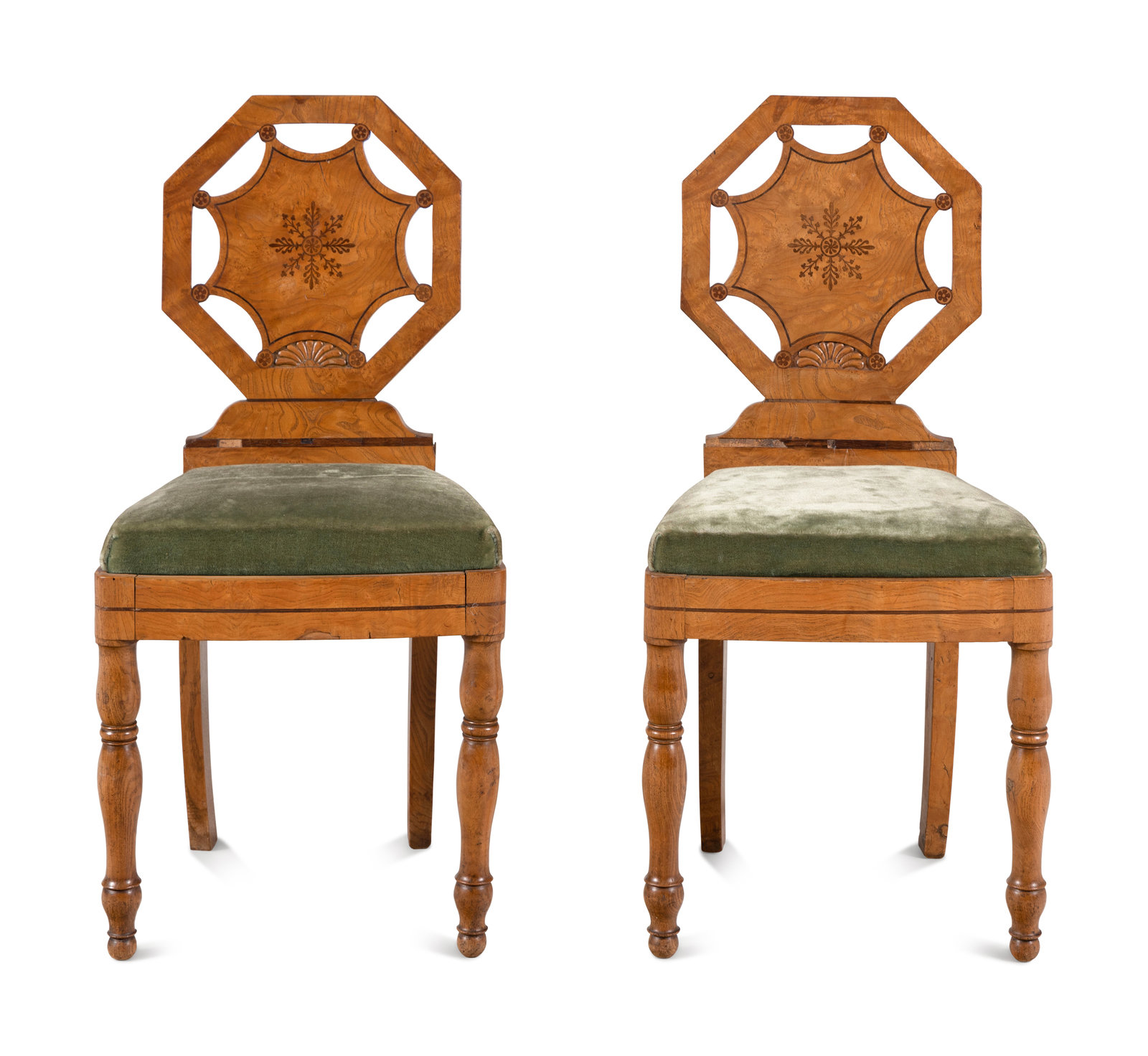 Appraisal: A Pair of Charles X Walnut Hall Chairs First Half