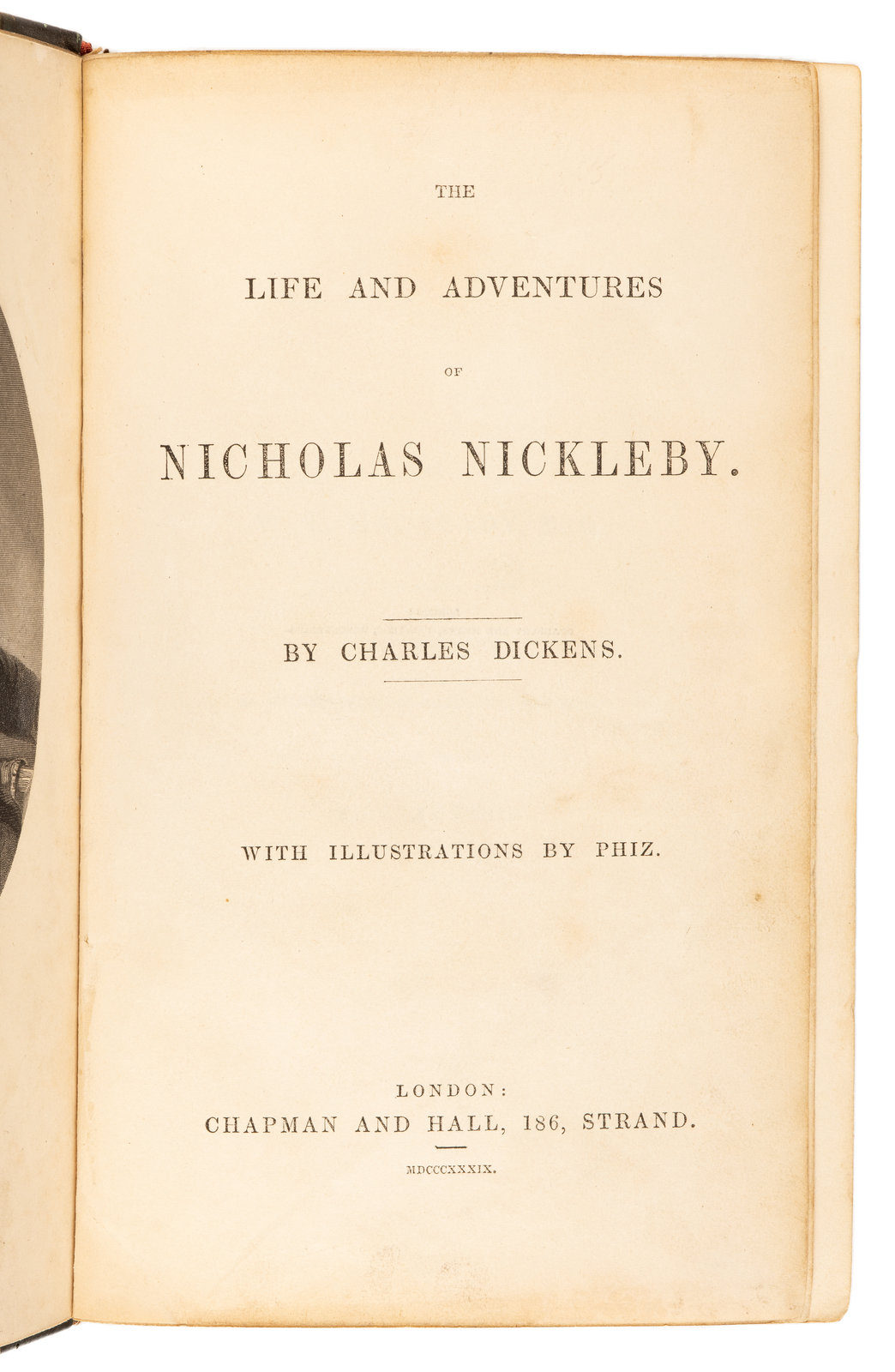 Appraisal: DICKENS Charles - The Life and Adventures of Nicholas Nickleby