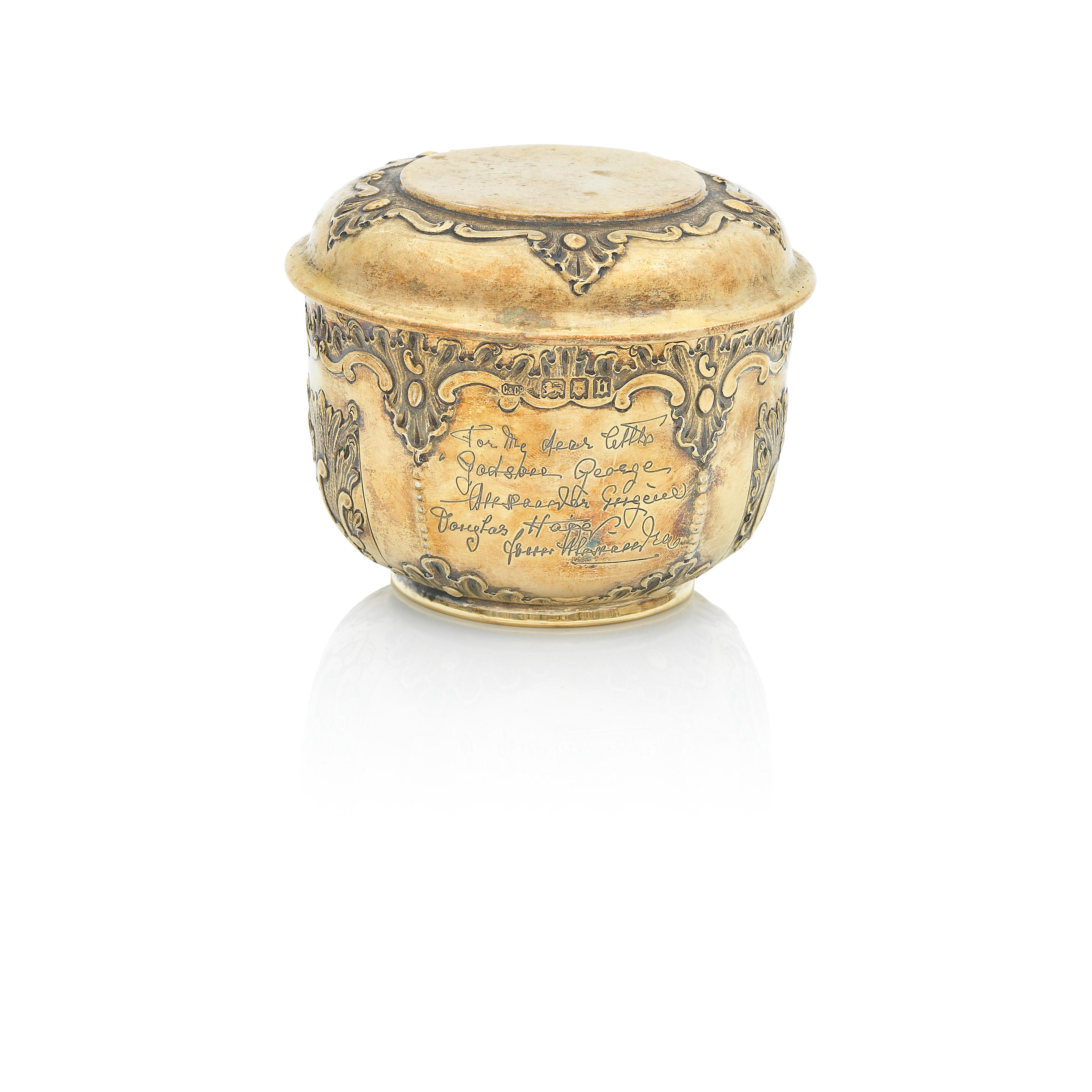 Appraisal: ROYAL A SILVER AND SILVER GILT PORRINGER AND COVER by