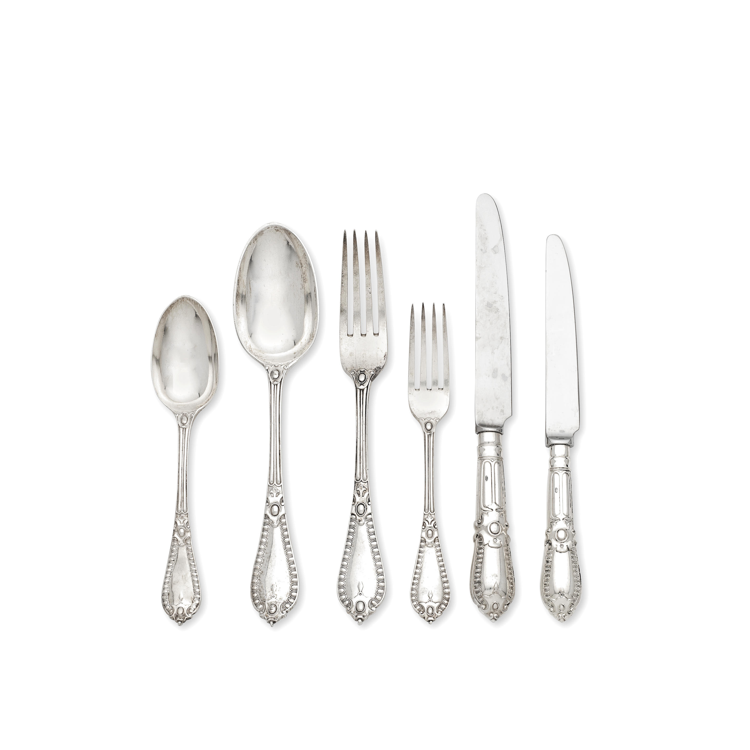 Appraisal: AN EDWARDIAN SILVER GRECIAN PATTERN TABLE SERVICE OF FLATWARE WITH