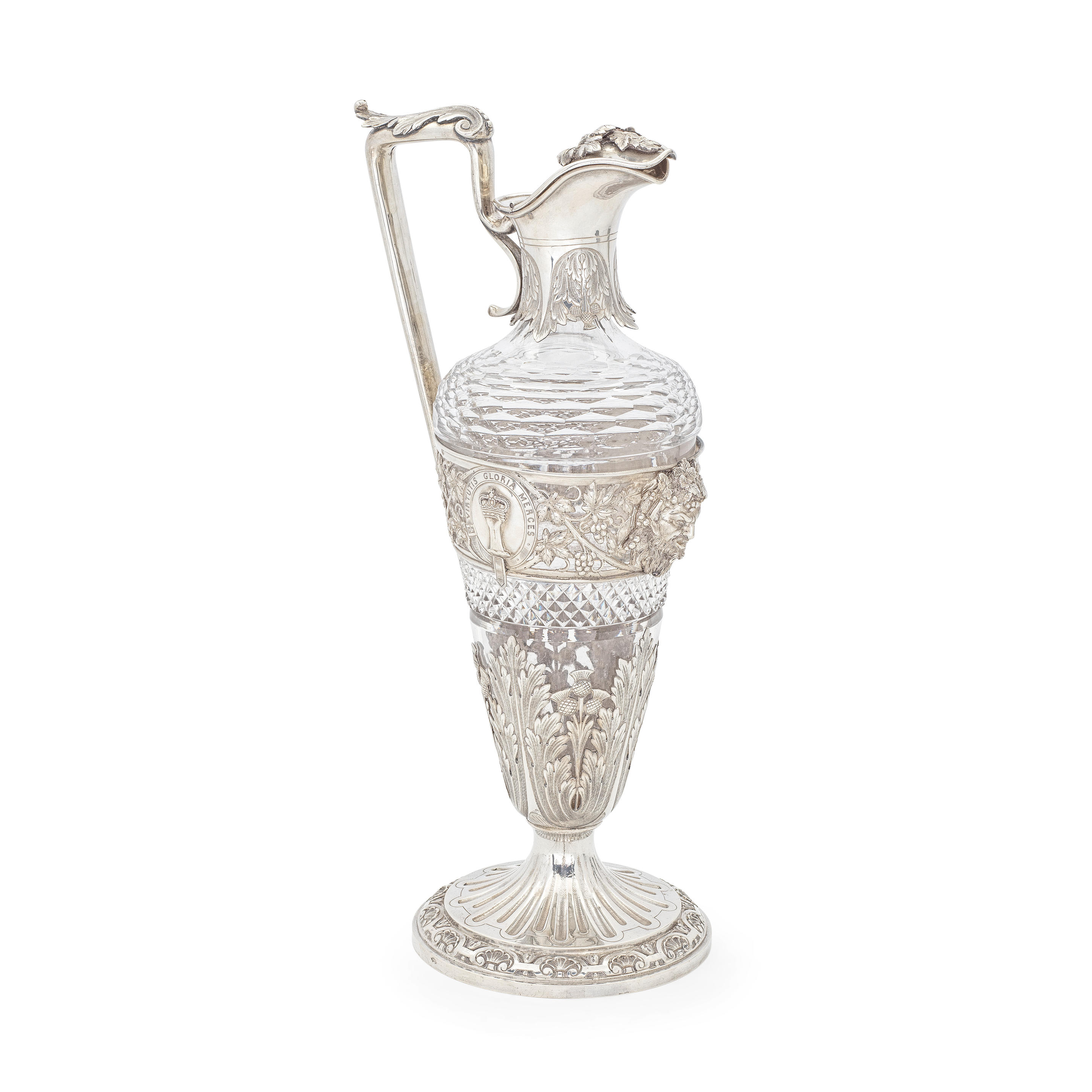 Appraisal: A TH CENTURY FRENCH SILVER-MOUNTED GLASS CLARET JUG indistinct maker's