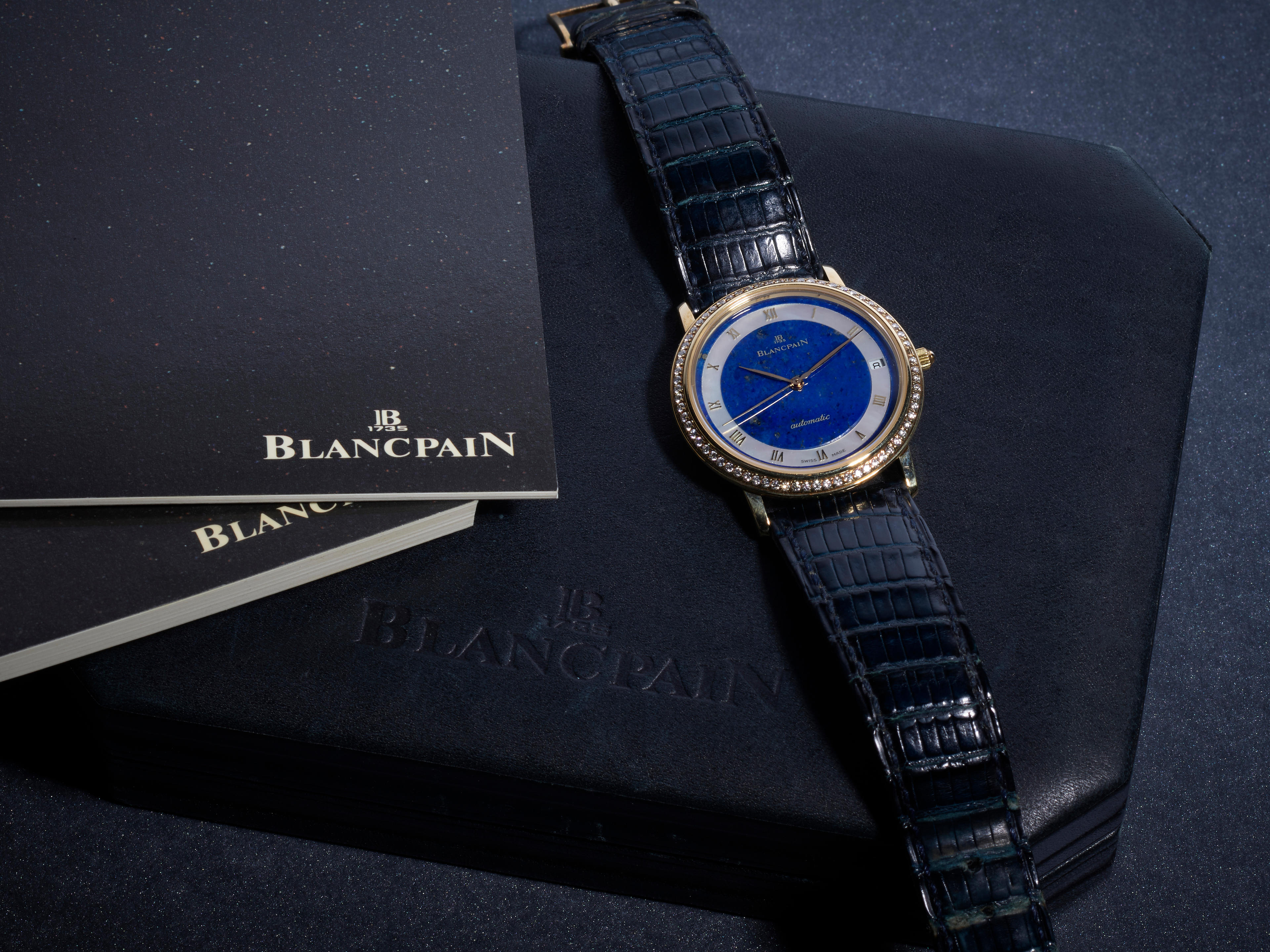 Appraisal: BLANCPAIN A RARE YELLOW GOLD AND DIAMOND-SET WRISTWATCH WITH DATE