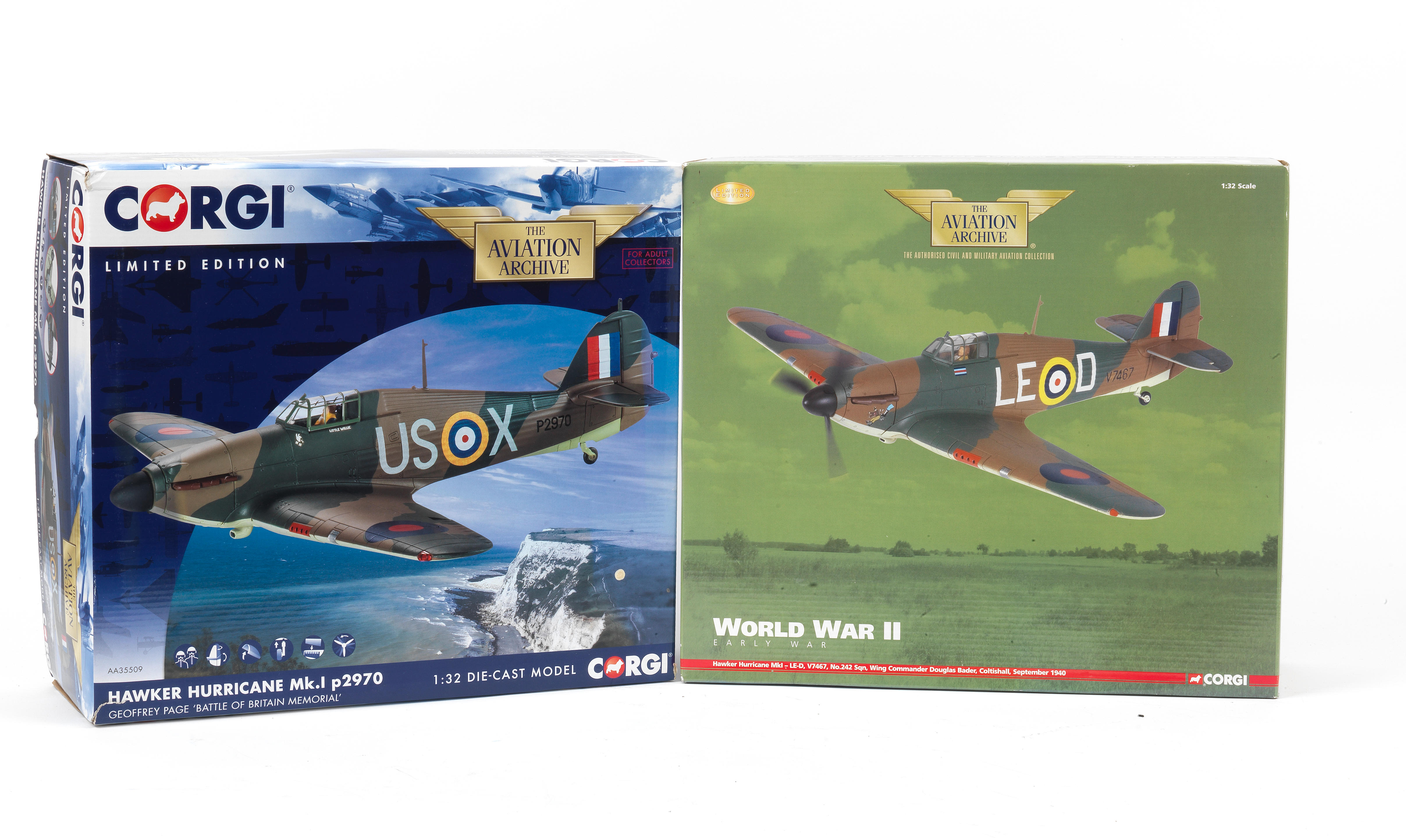 Appraisal: TWO SCALE BOXED DIE-CAST METAL MODEL HAWKER HURRICANE MK I