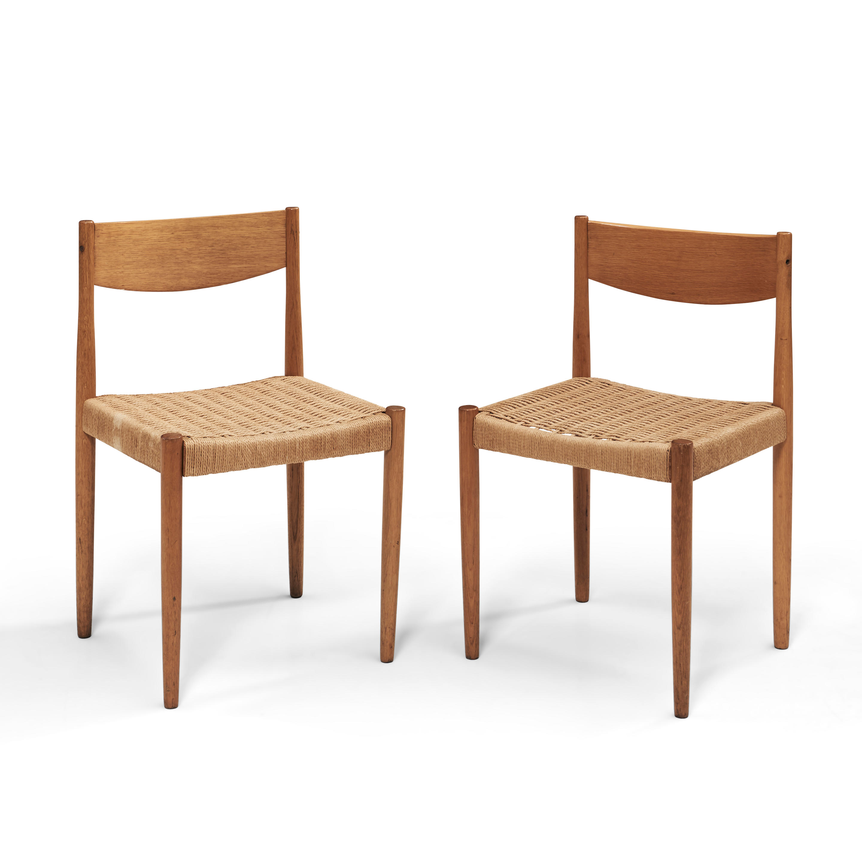 Appraisal: PAIR OF DANISH MID-CENTURY MODERN TEAK CHAIRS c cord seats