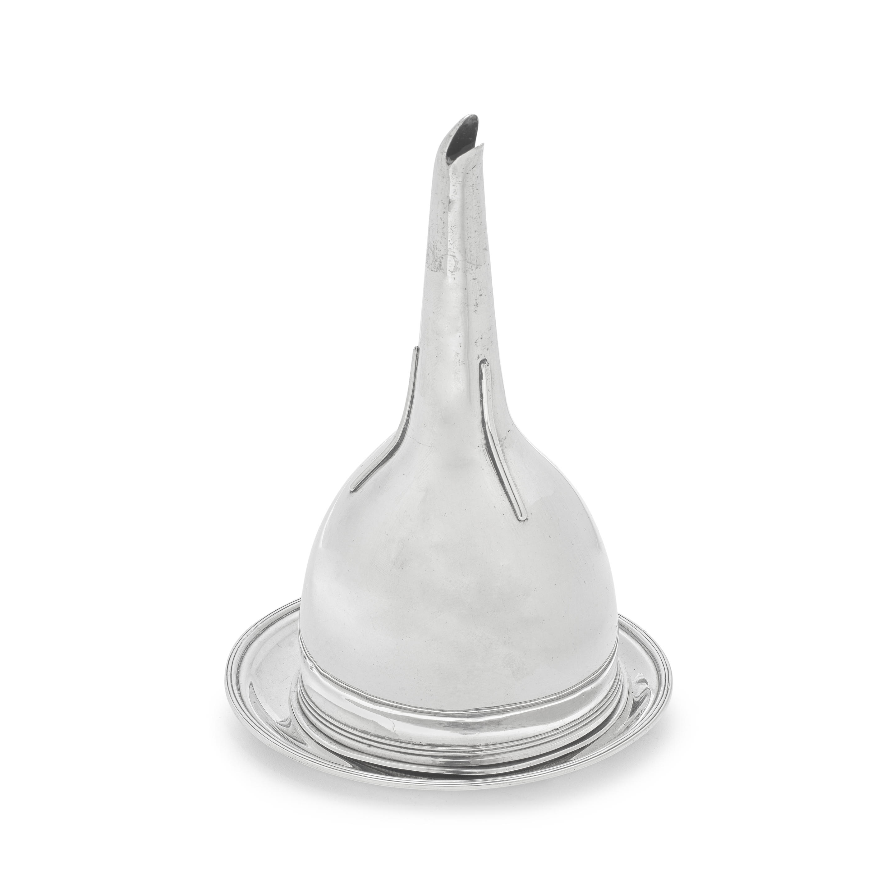 Appraisal: A GEORGE III SILVER WINE FUNNEL AND ASSOCIATED STAND possibly