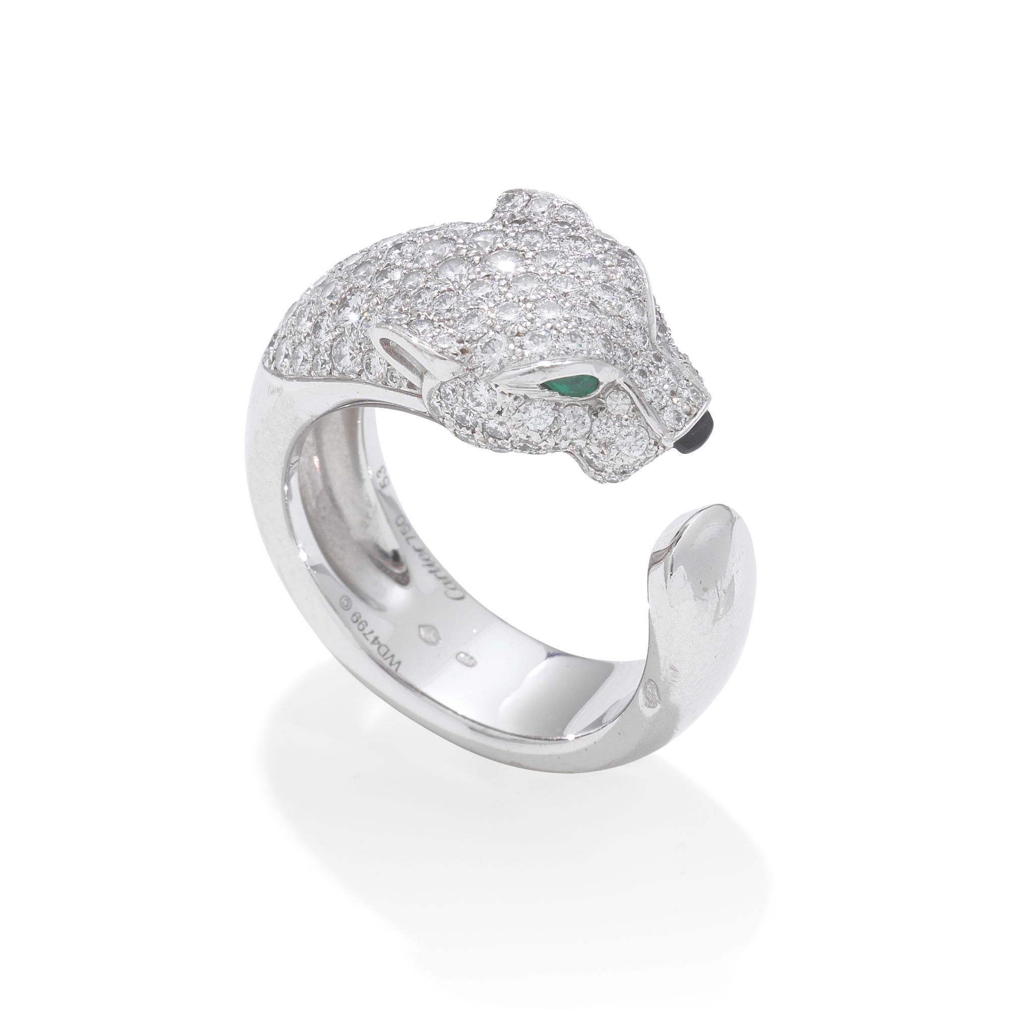 Appraisal: CARTIER DIAMOND AND GEM-SET 'PANTHERE' RING The panther's head pav