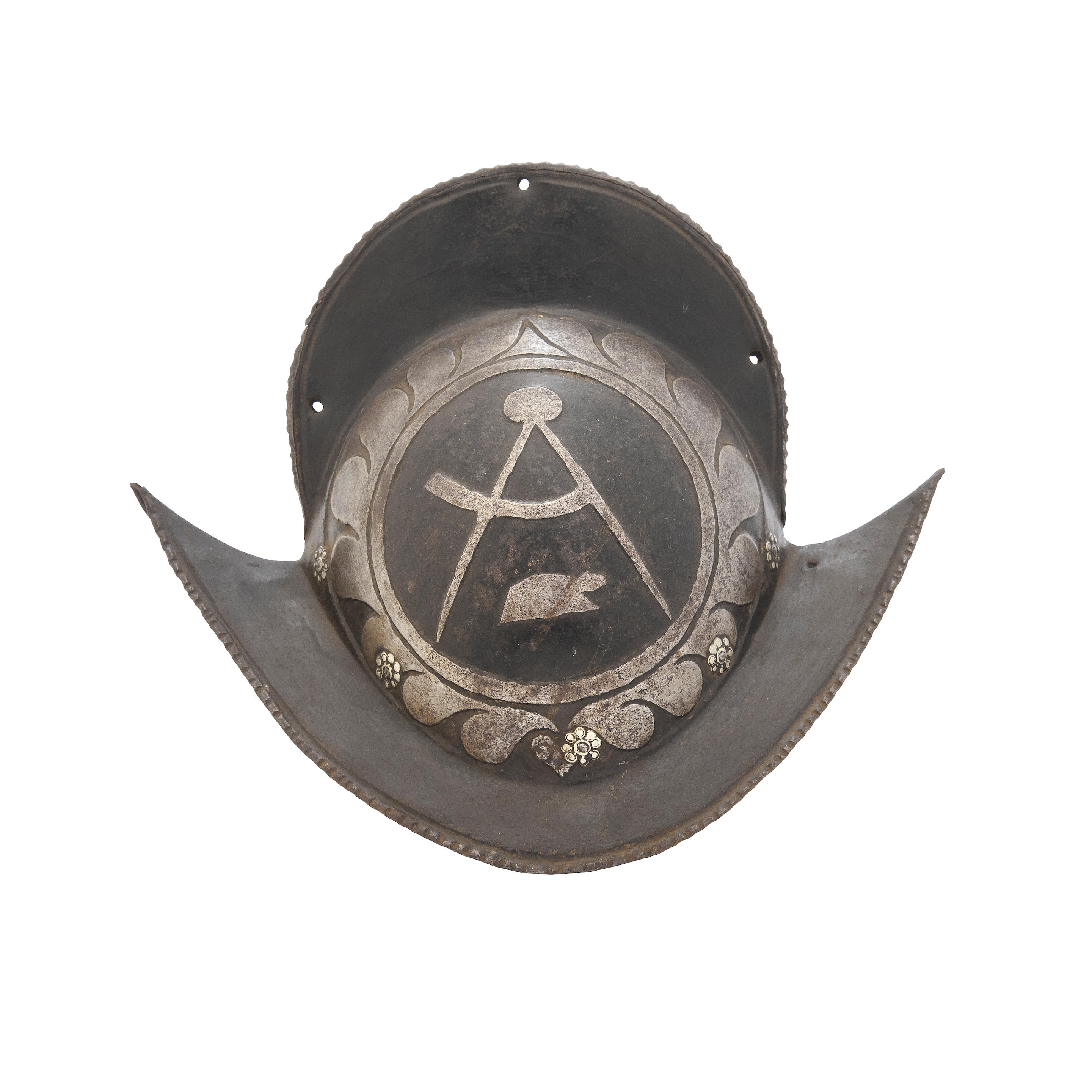 Appraisal: A GERMAN BLACK AND WHITE COMB MORION BEARING THE ARMS