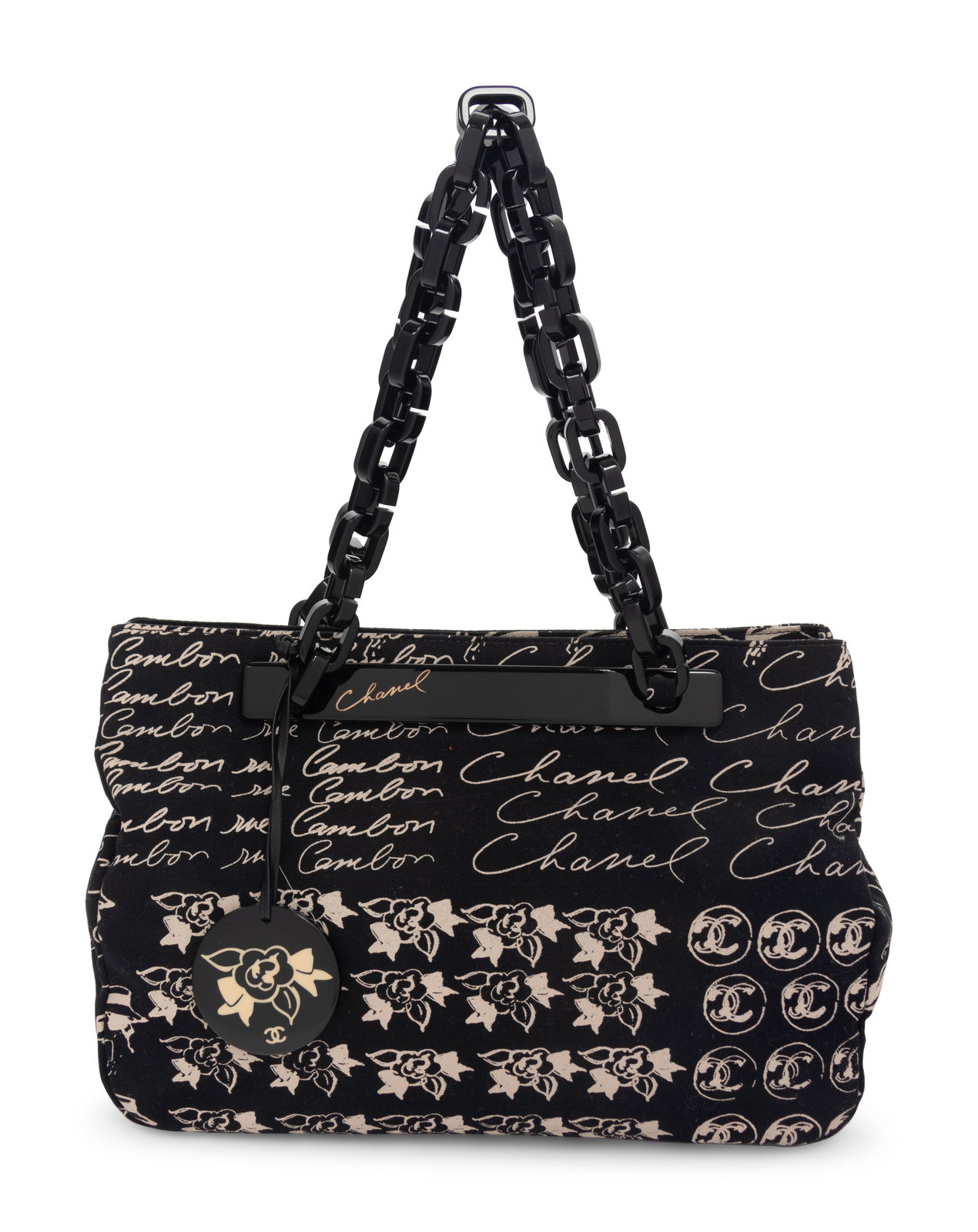 Appraisal: Chanel Printed Canvas Tote Bag - Black printed canvas tote