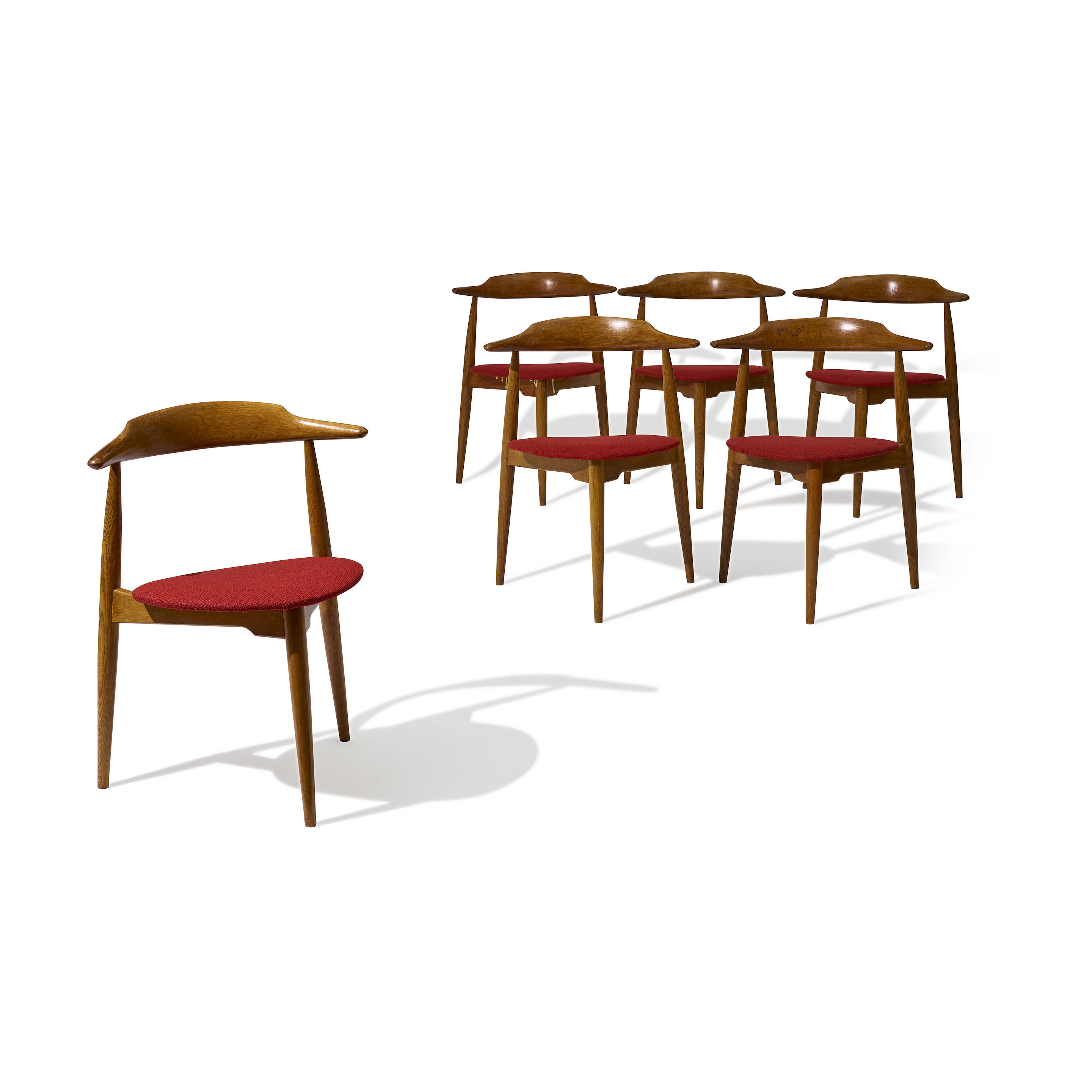 Appraisal: HANS J WEGNER - Six Heart Chairs oak teak plywood