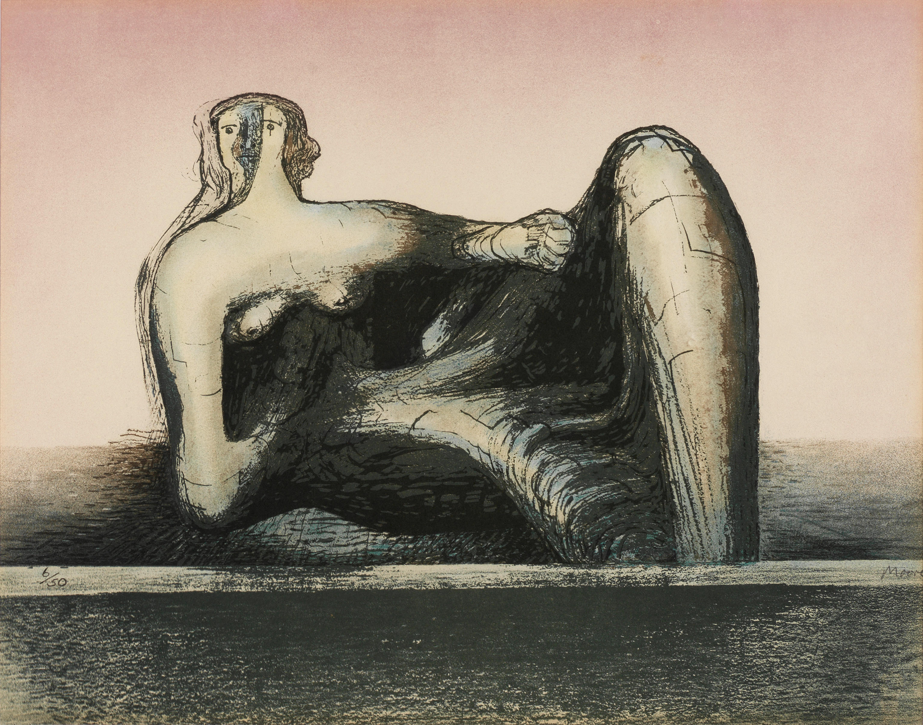 Appraisal: HENRY MOORE O M C H BRITISH - Reclining Figure