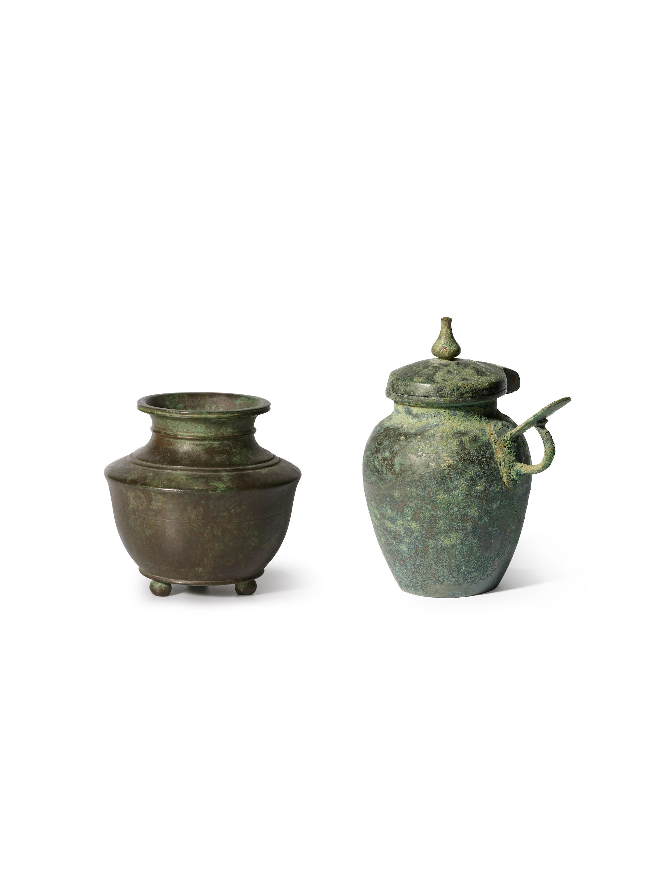 Appraisal: A SMALL BRONZE EWER AND A BRONZE TRIPOD JAR Song