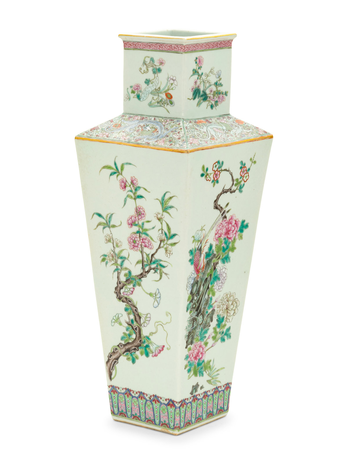 Appraisal: A Chinese Famille Rose Porcelain Vase of square section having