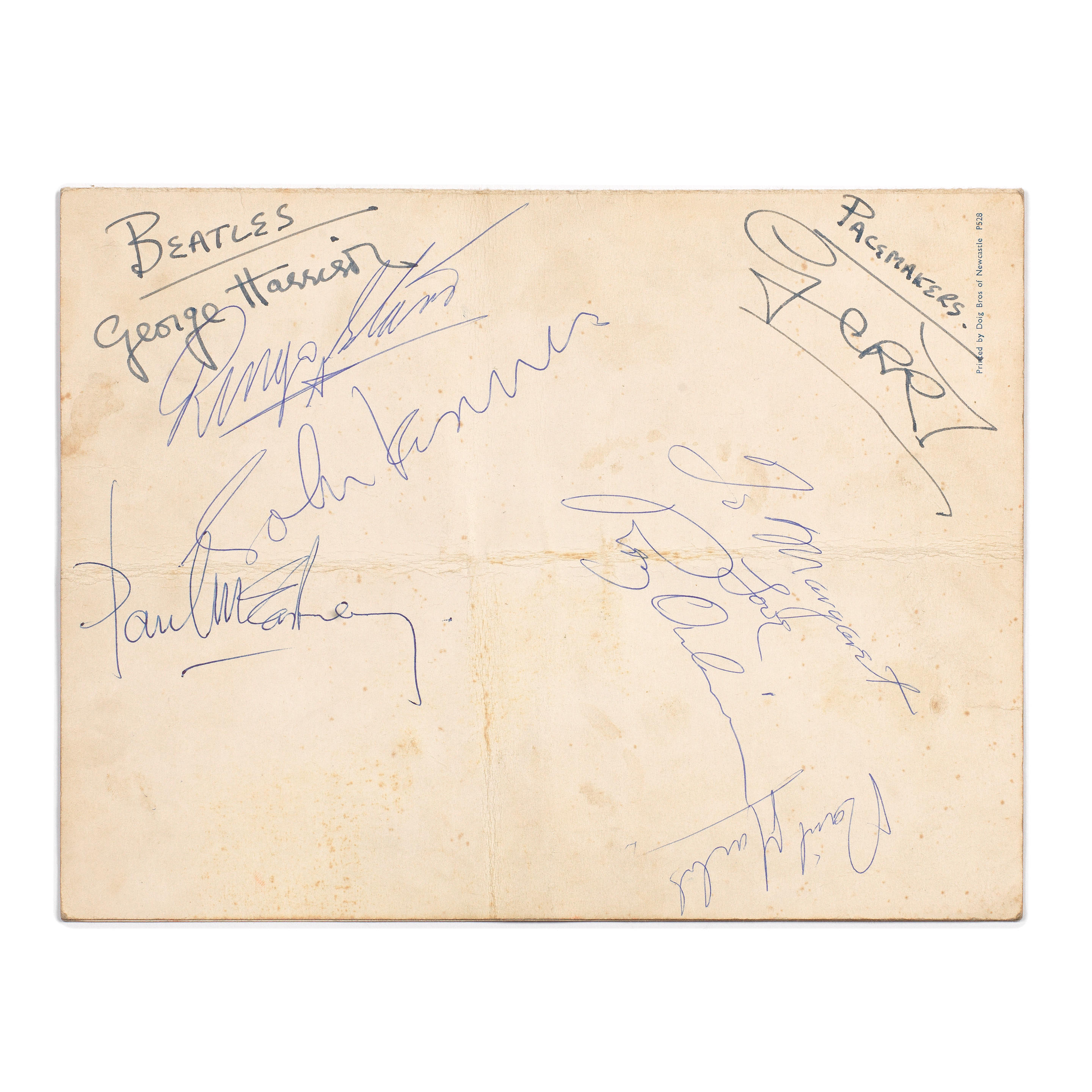 Appraisal: THE BEATLES AN AUTOGRAPHED MENU June a Dolce Vita night