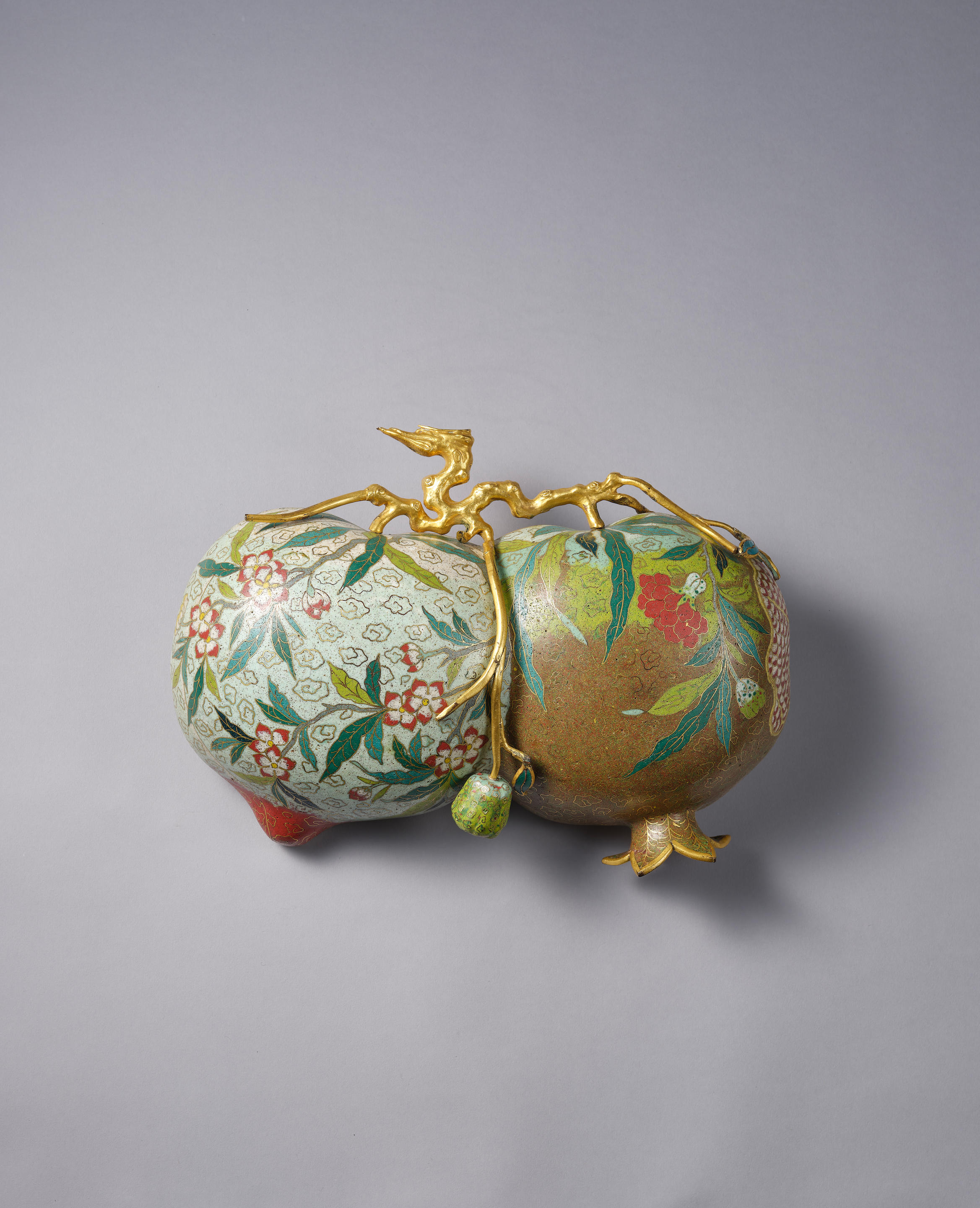 Appraisal: AN EXQUISITE AND RARE IMPERIAL CLOISONNE ENAMEL 'PEACH AND POMEGRANATE'