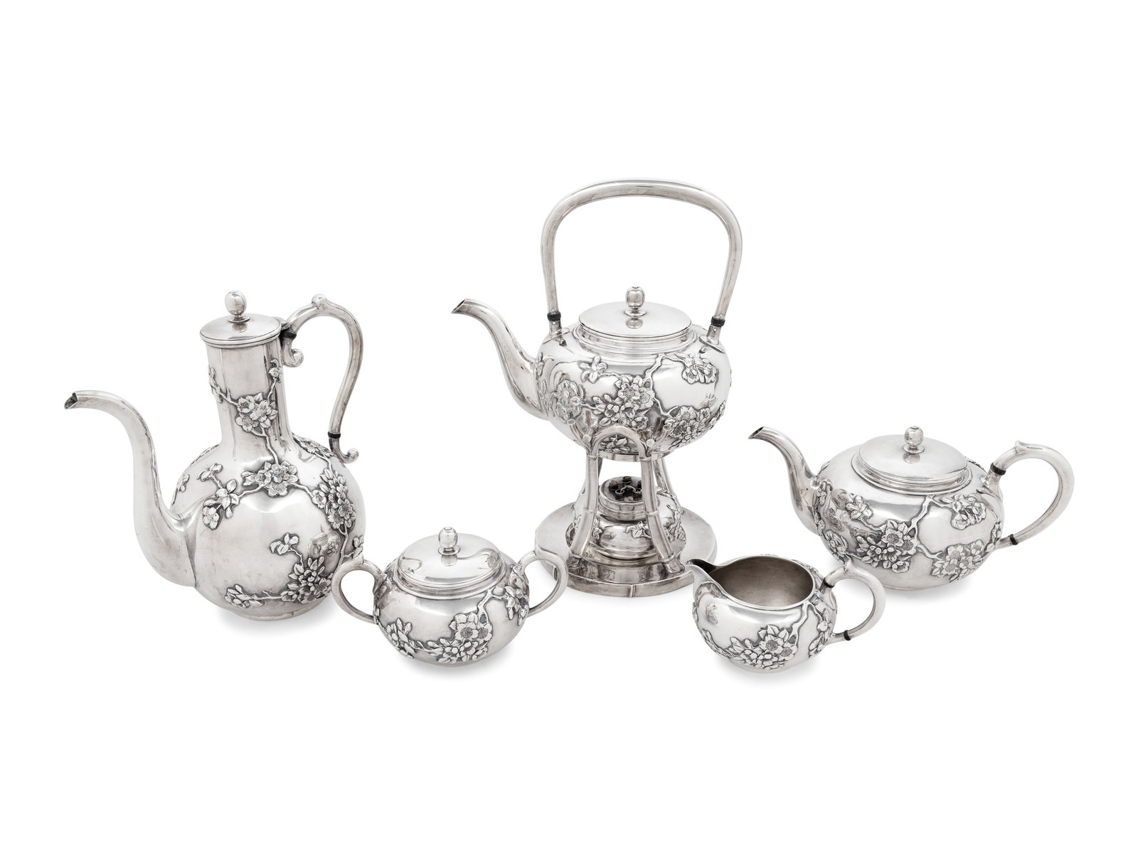 Appraisal: A Japanese Silver Five-Piece Tea and Coffee Service Bisansha Yokohama