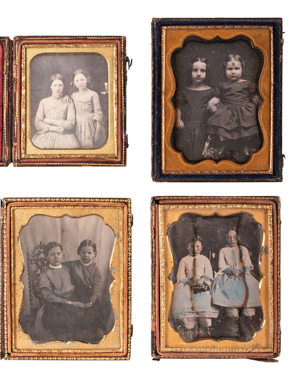 Appraisal: EARLY PHOTOGRAPHY sixth plate and quarter plate daguerreotypes of siblings