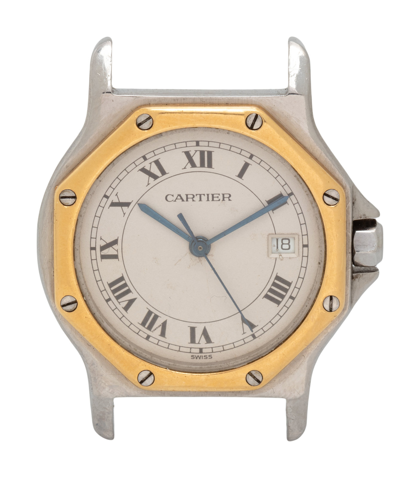 Appraisal: CARTIER STAINLESS STEEL AND YELLOW GOLD 'SANTOS DE CARTIER' WRISTWATCH