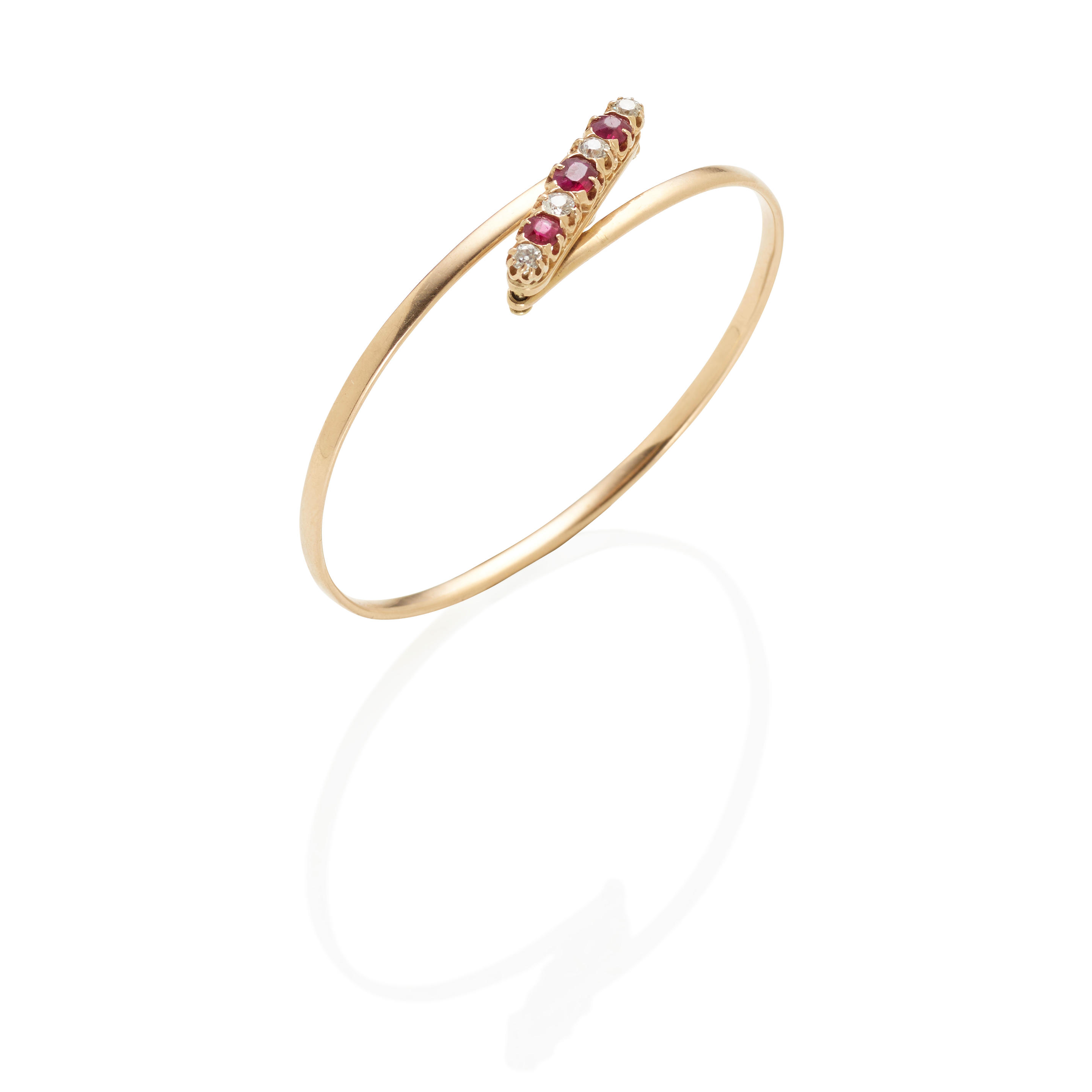 Appraisal: A ROSE GOLD RUBY AND DIAMOND BRACELET Ruby estimated gross