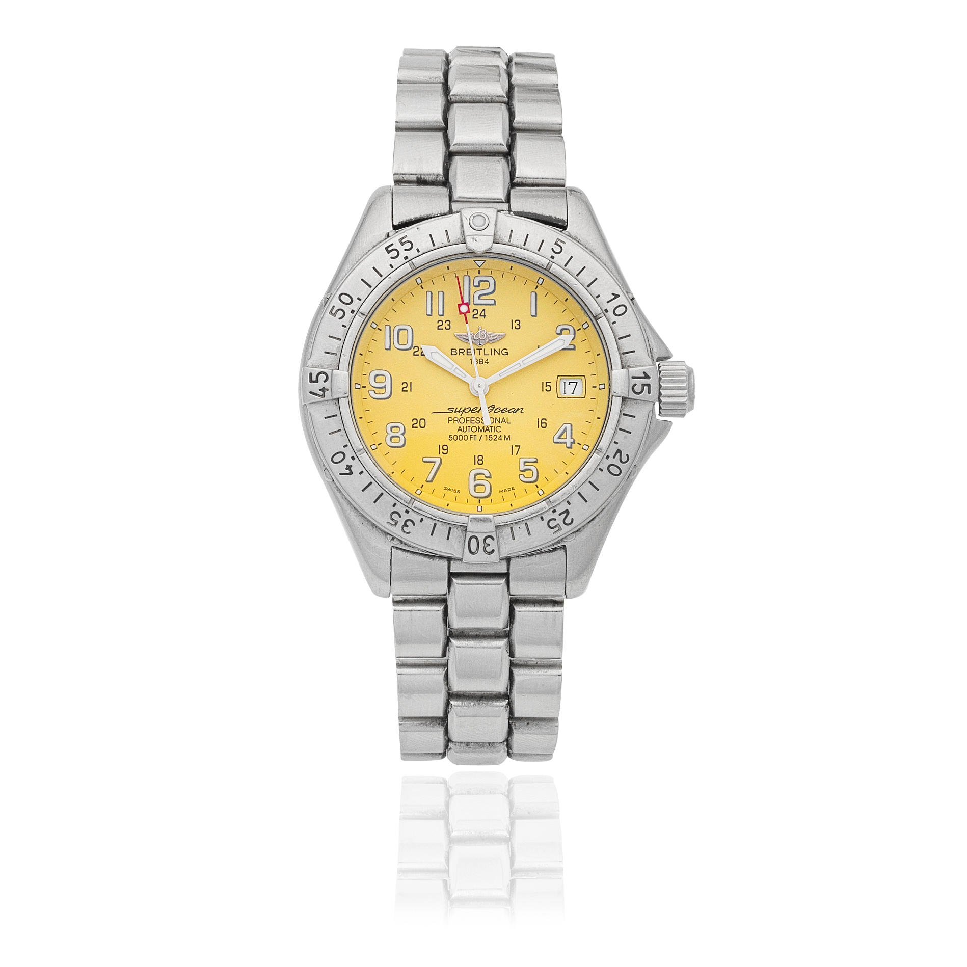 Appraisal: BREITLING A STAINLESS STEEL AUTOMATIC CALENDAR BRACELET WATCH WITH HOUR